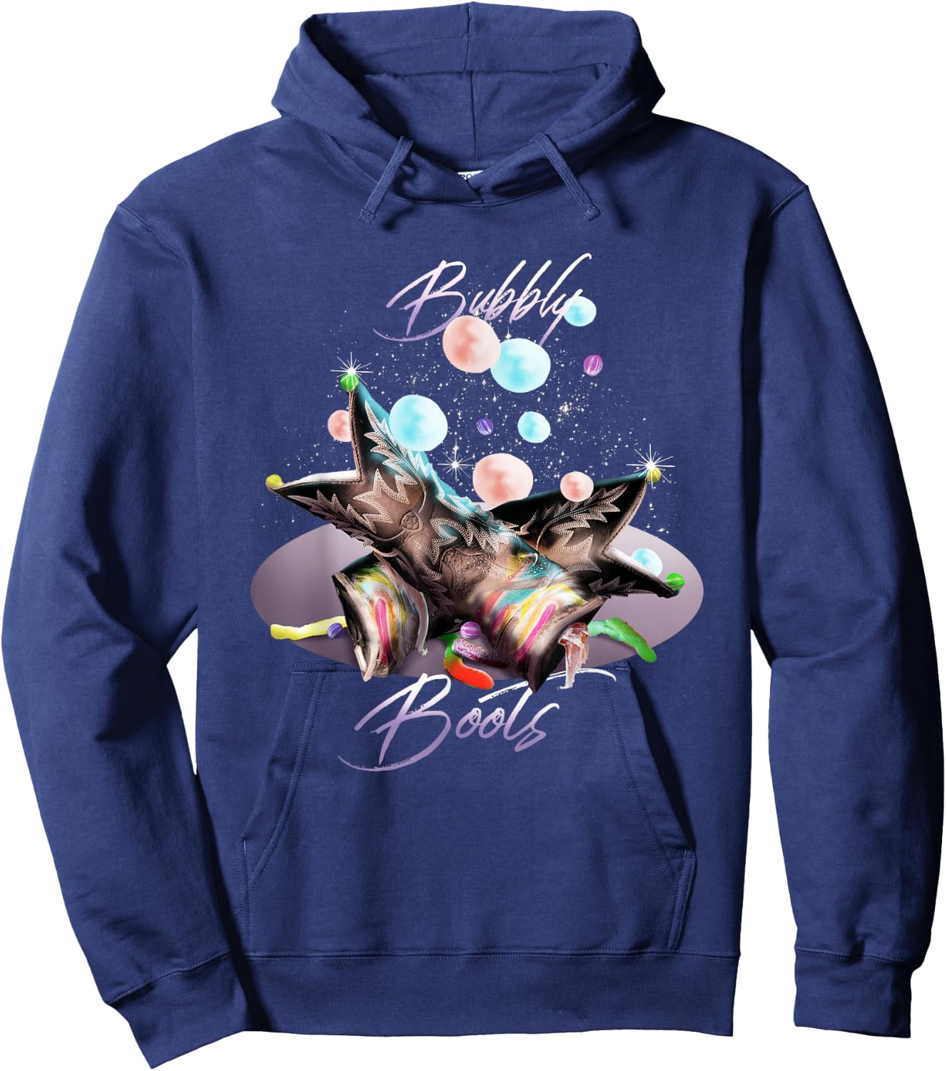 Bubble Gum and Cowboy Boots, Bubbly Boots Hoodie - Hoodie | Navy