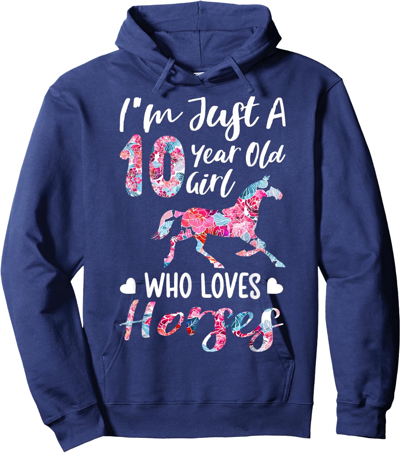 girls 10th Birthday Horse for 10 Year Old Girls Hoodie - Hoodie | Navy