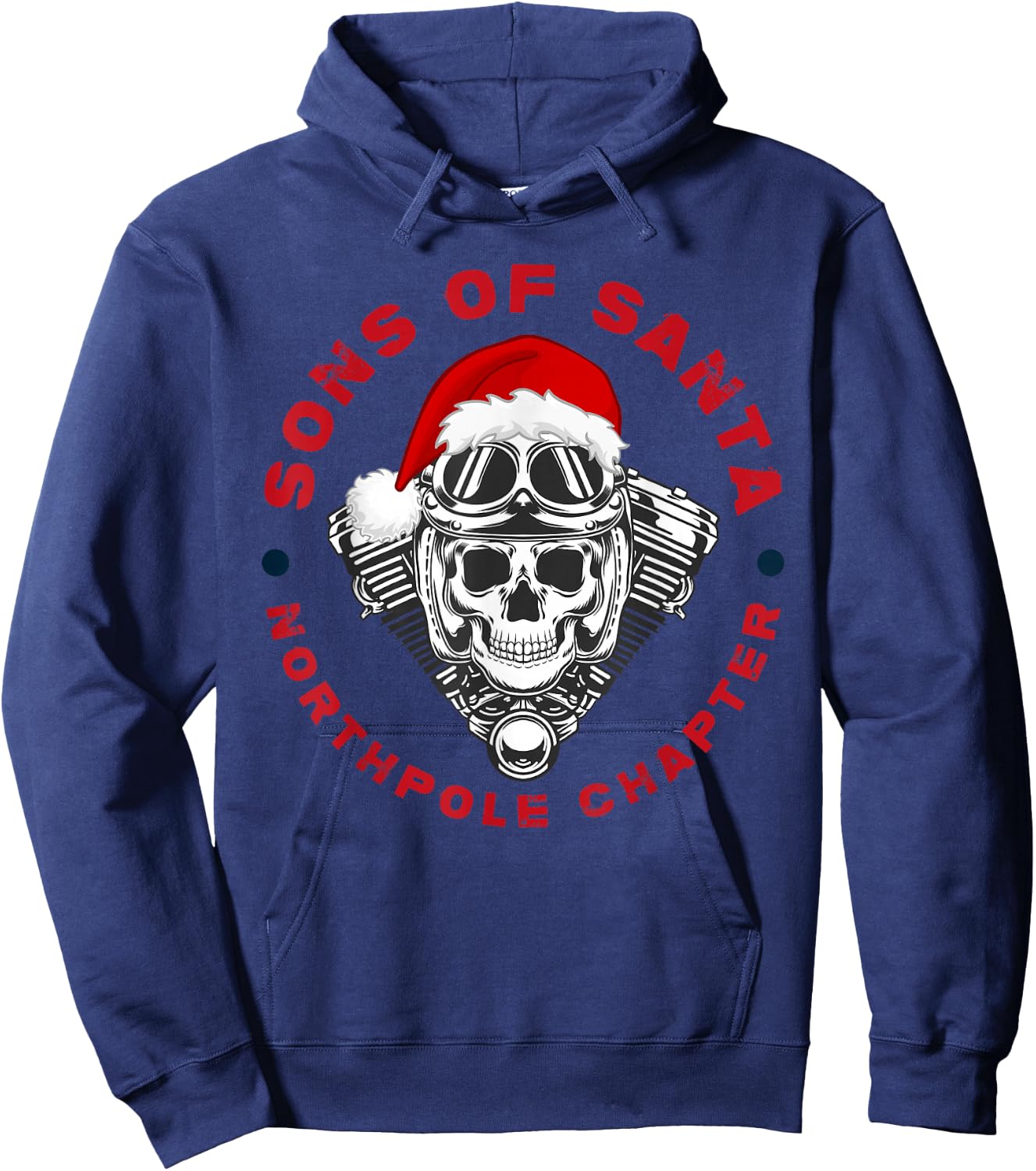 Funny Santa Motorcyle Biker Xmas Christmas 2025 Hoodie - Hoodie | Navy