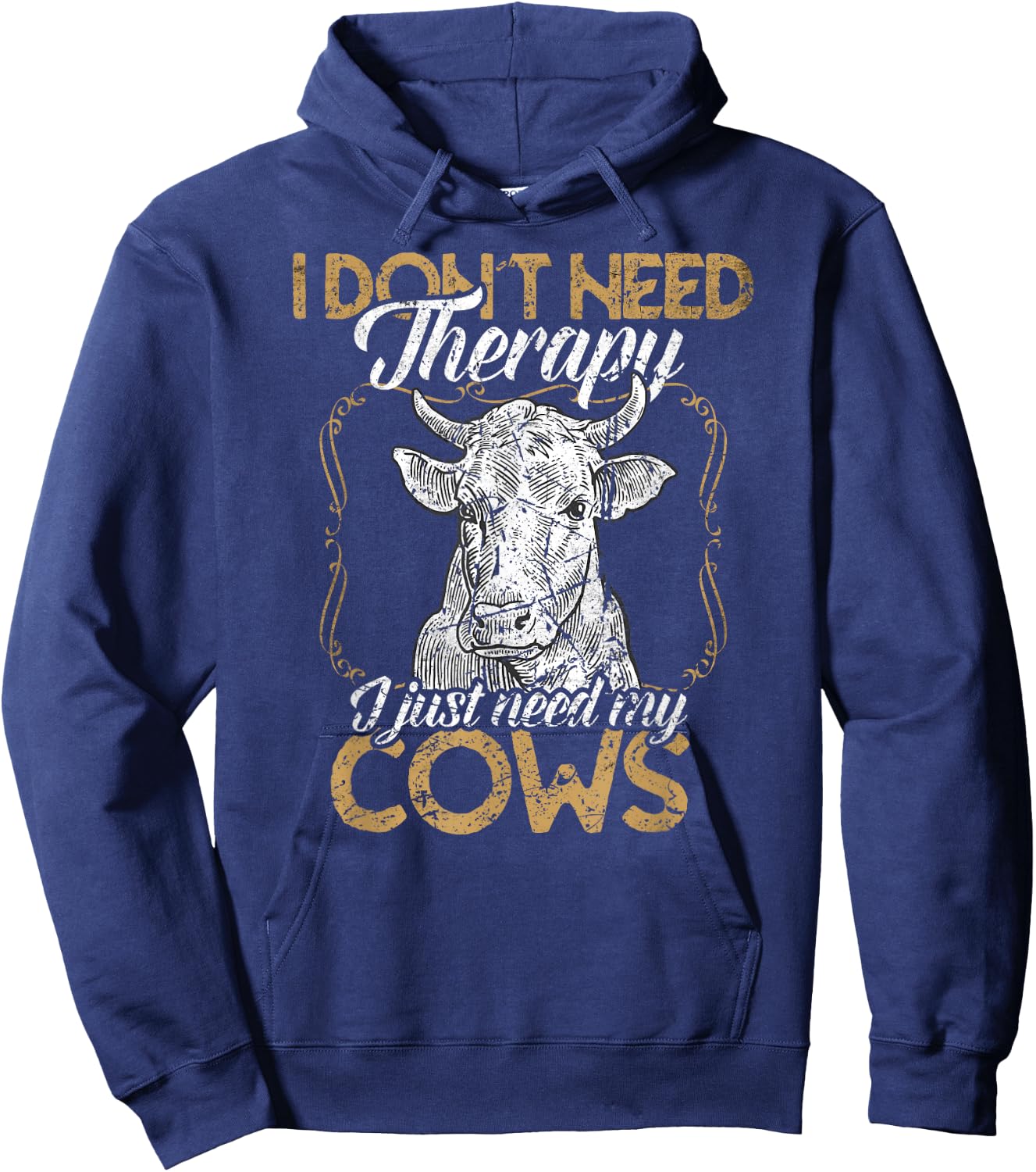 I don't need therapy just my cows cow farmer Hoodie - Hoodie | Navy
