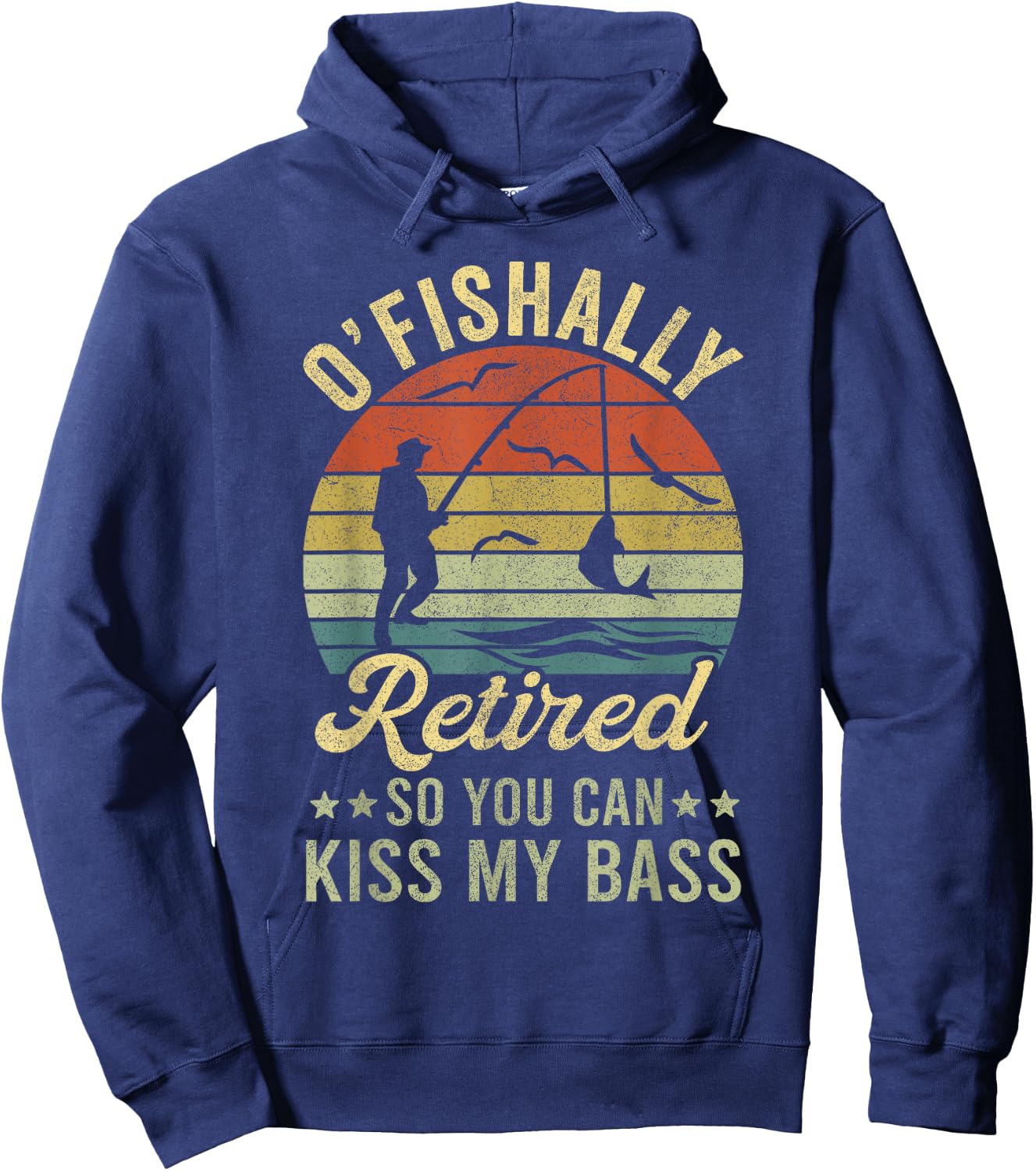 Retired , Ofishally Retired 2023 Bass Fishing Hoodie - Hoodie | Navy