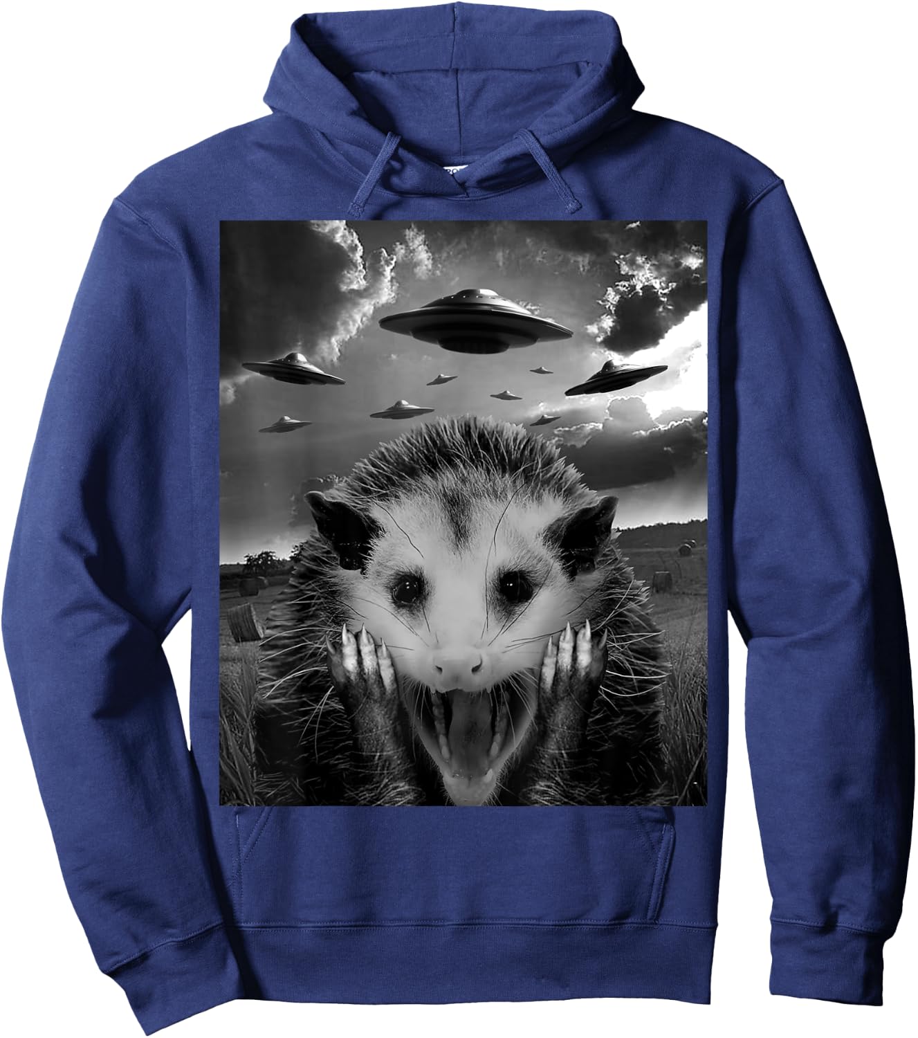 Alien Possum UFO - Funny Opossum Selfie Hoodie - Hoodie | Navy