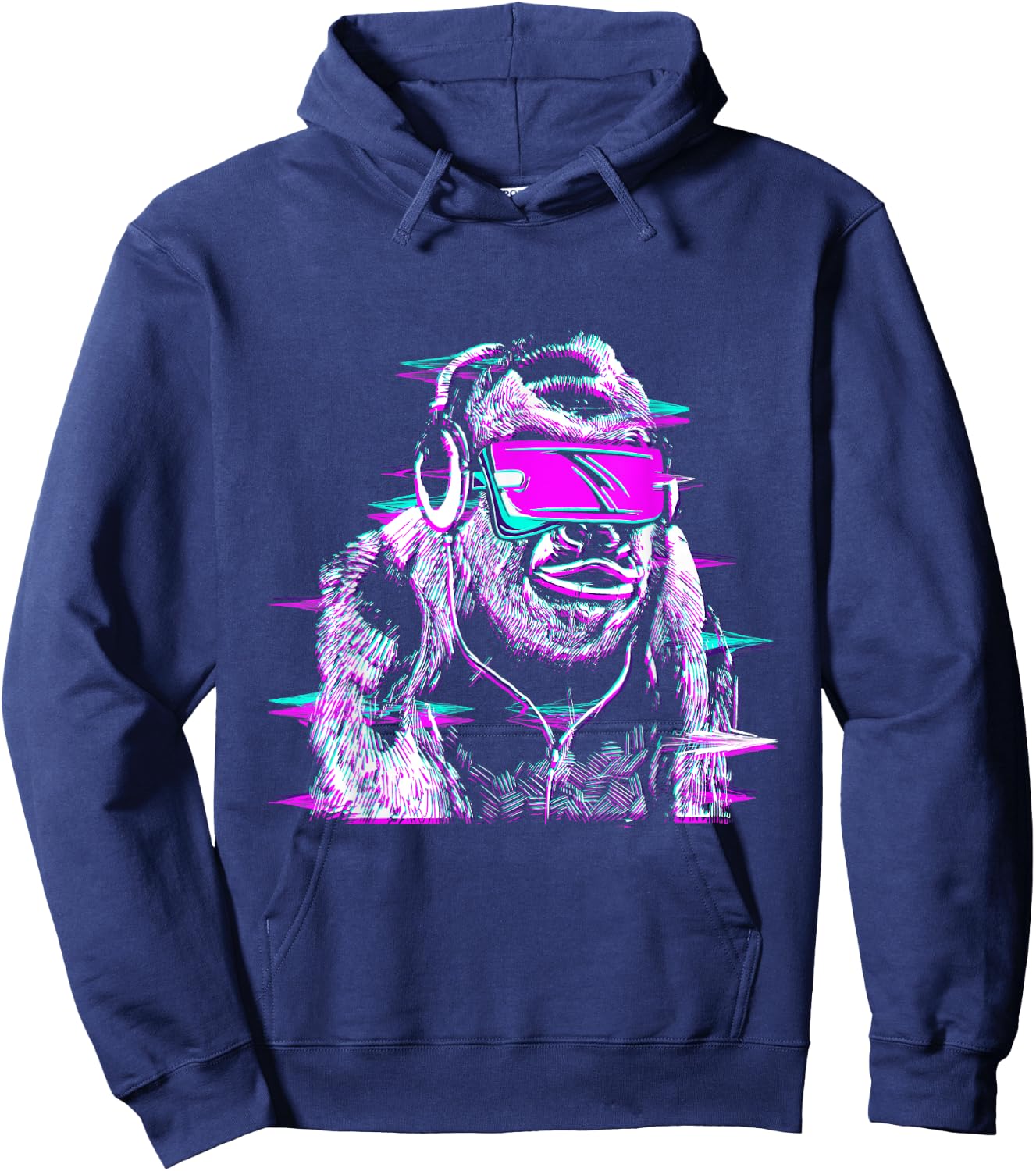 VR and VR Gamer with virtual reality and monkey Hoodie - Hoodie | Navy