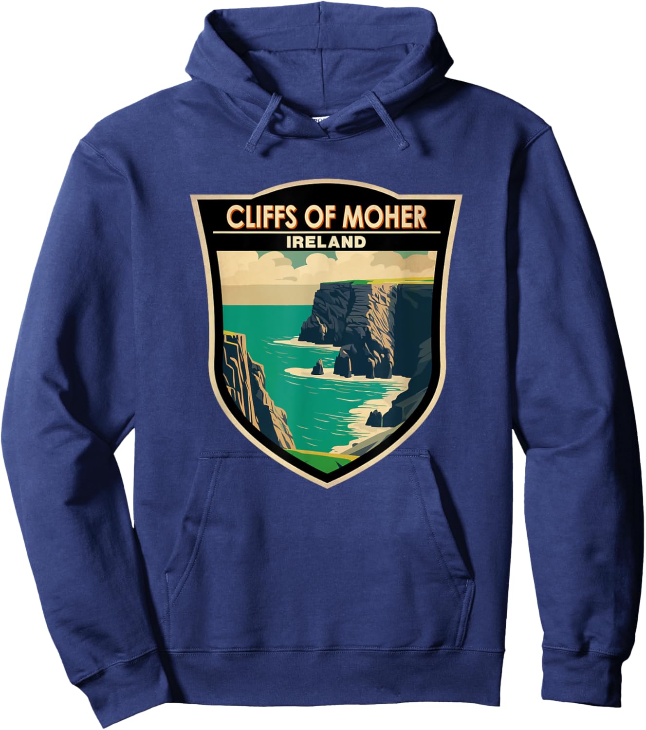 Cliffs of Moher Ireland Landmark Badge Vintage Hoodie - Hoodie | Navy