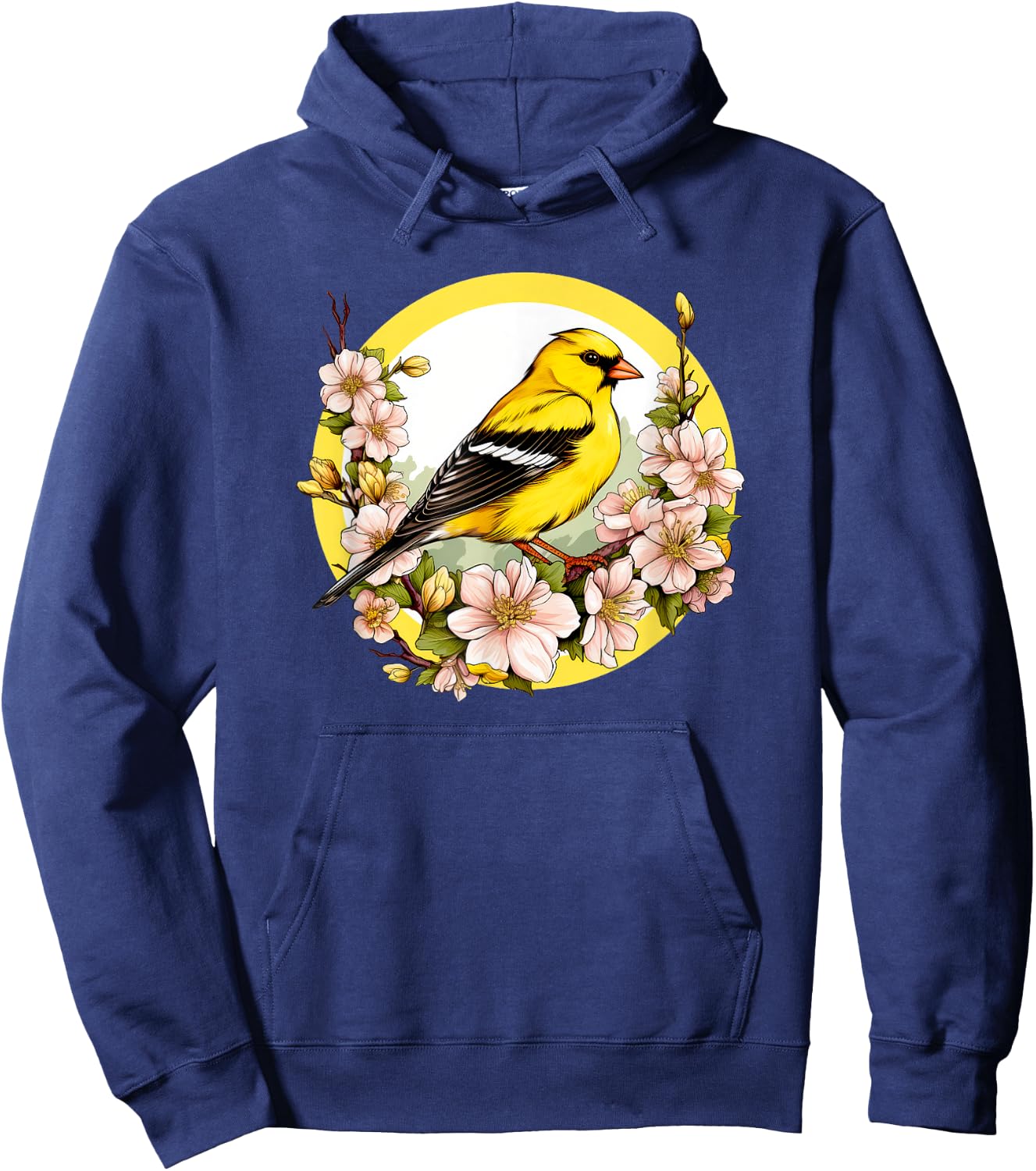 Cute Yellow Goldfinch Floral American GoldFinch Hoodie - Hoodie | Navy
