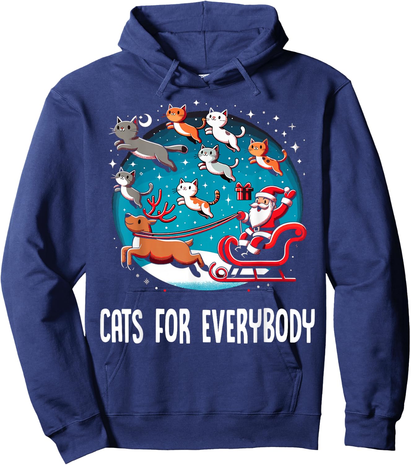 Xmas Cats For Everybody Christmas Cat Hoodie - Hoodie | Navy