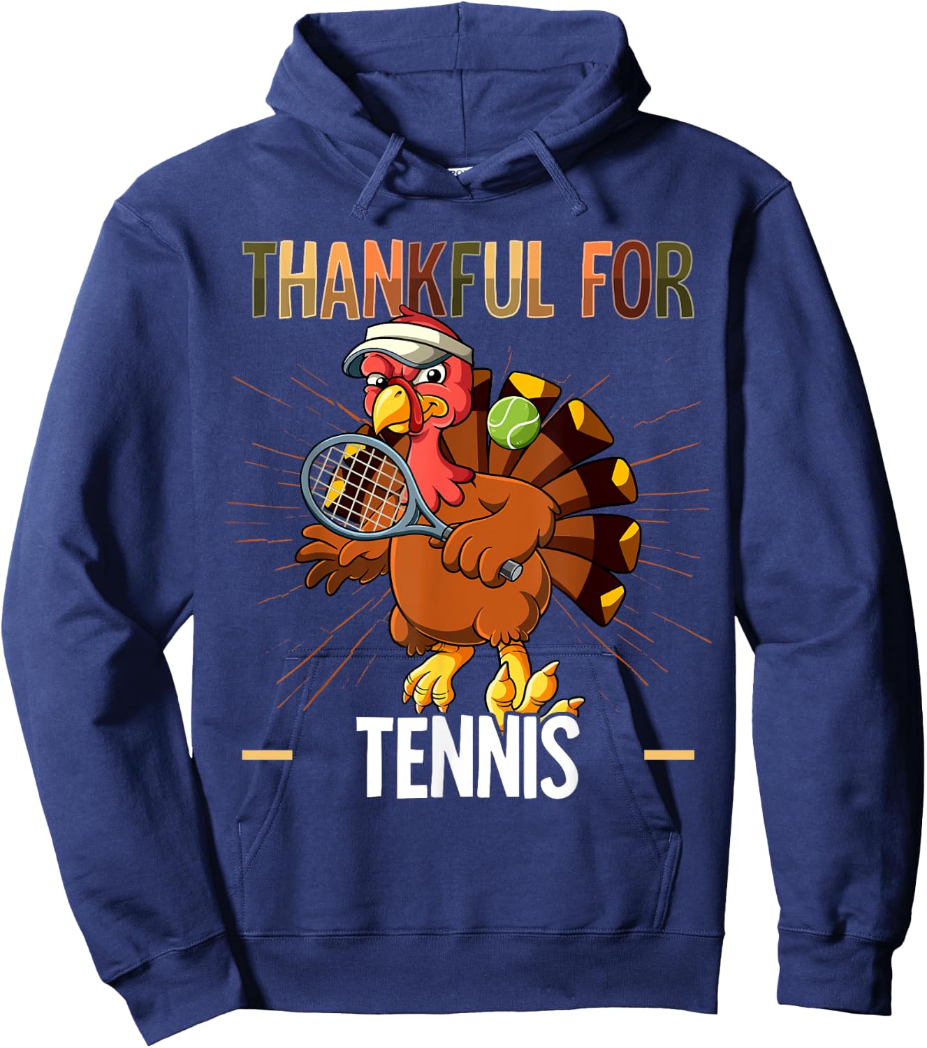 Thanksgiving Turkey Thankful For Tennis Hoodie - Hoodie | Navy