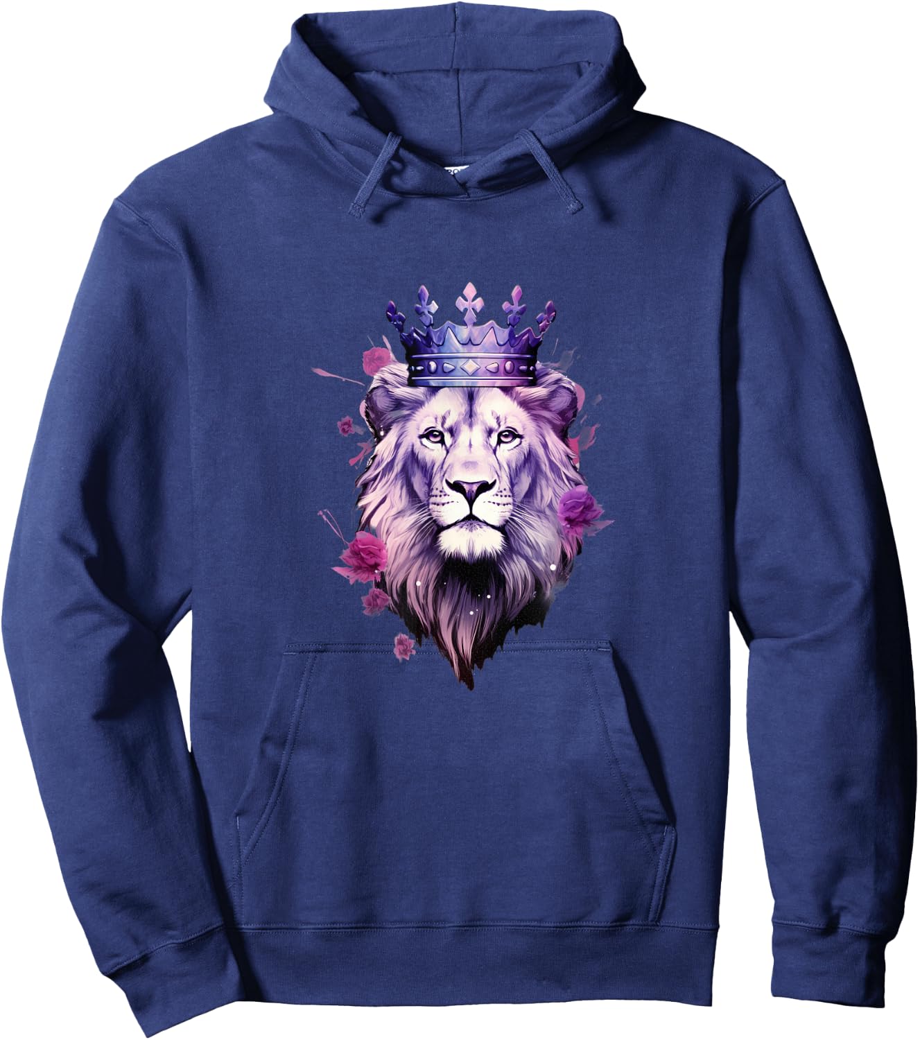 Majestic Purple Lion - Royal Crown Roses Hoodie - Hoodie | Navy