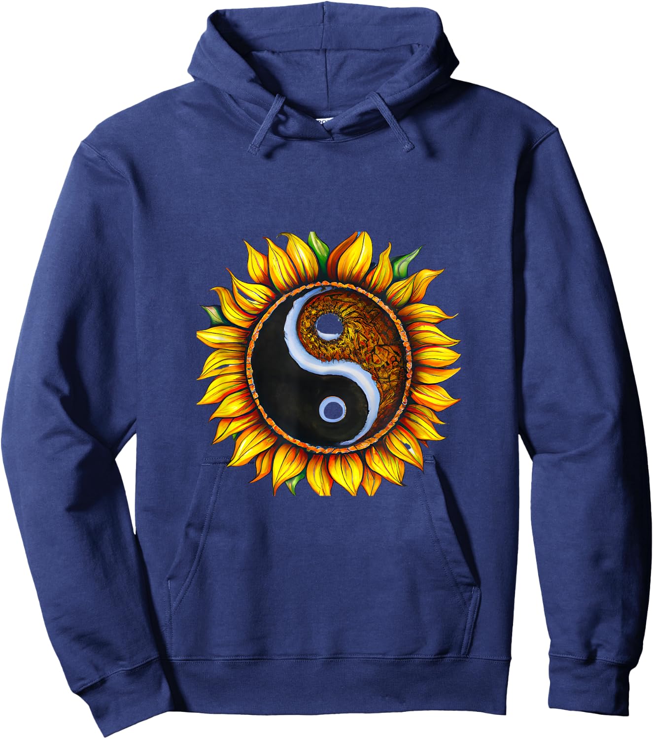 Sunflower Yin Yang Floral Light Dark Harmony Hoodie - Hoodie | Navy