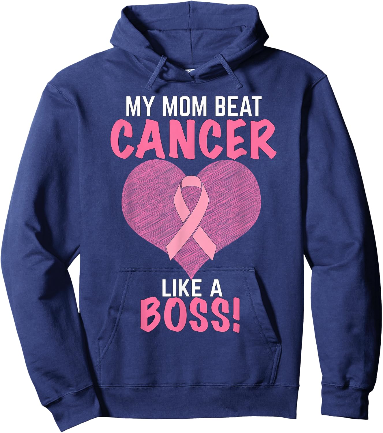 My Mom Beat Breast Cancer - Survivor Awareness Hoodie - Hoodie | Navy