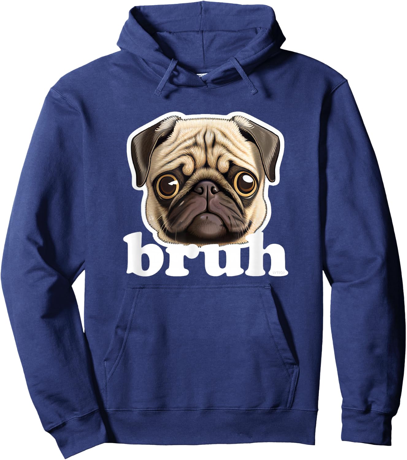 Pug says Bruh Funny Humorous Pet Dog Hoodie - Hoodie | Navy