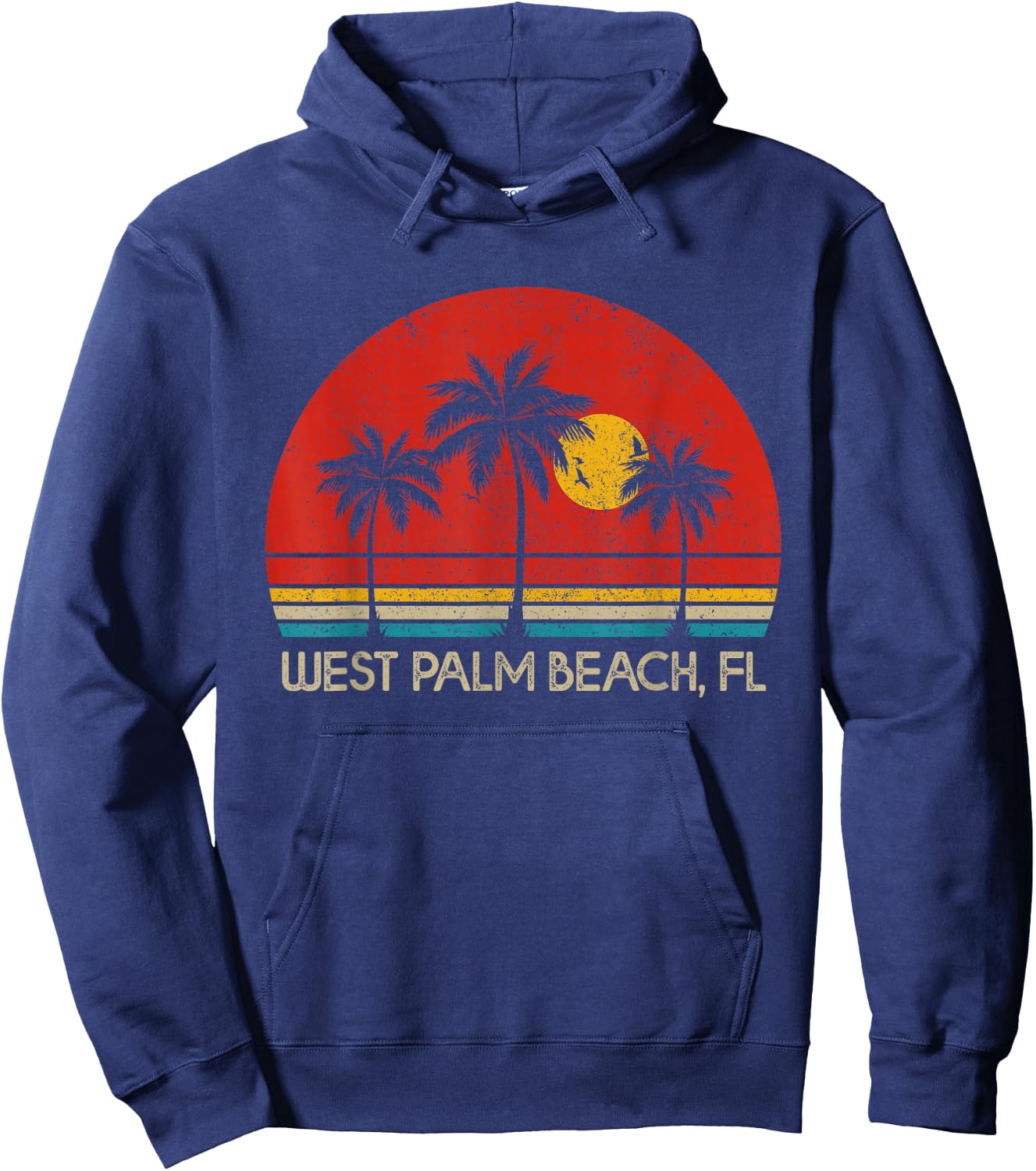 West Palm Beach Florida FL Surfer Retro Vintage Hoodie - Hoodie | Navy