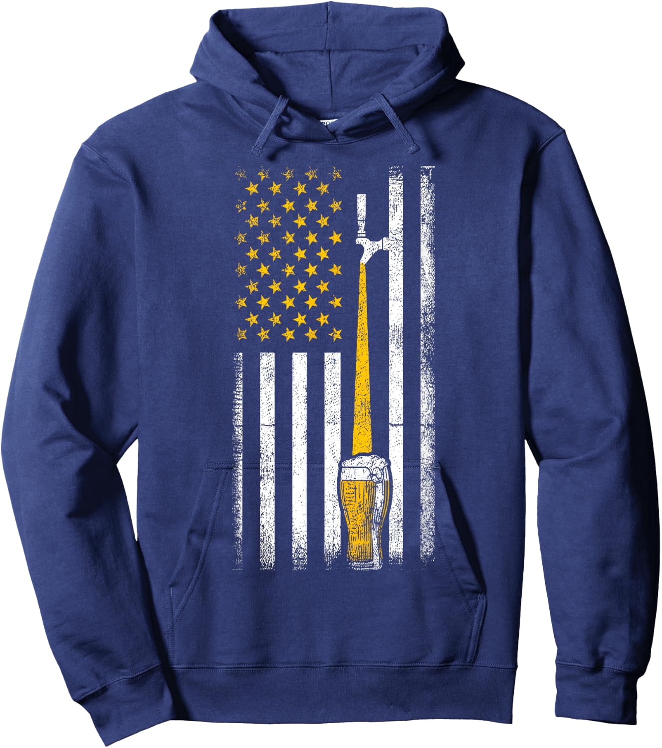 Vintage American Flag Craft Beer Tap Men Hoodie - Hoodie | Navy