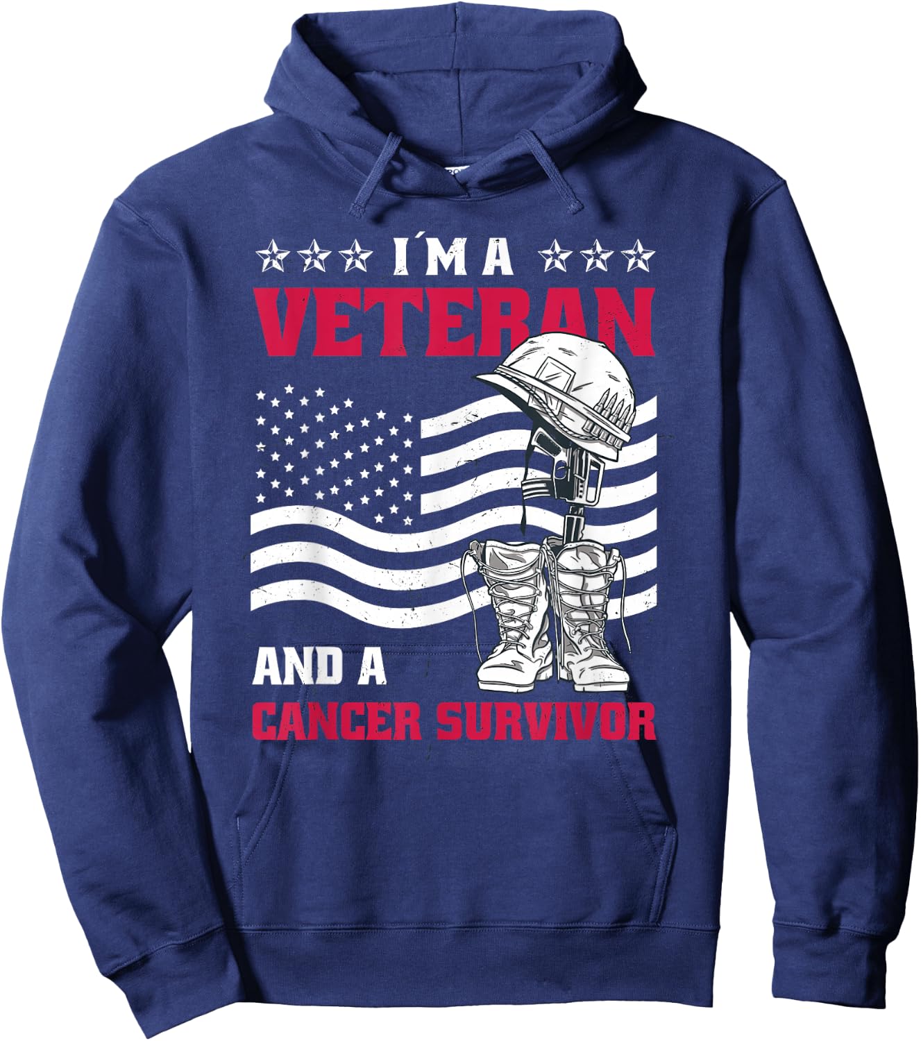 Veteran And Cancer Survivor Hoodie - Hoodie | Navy