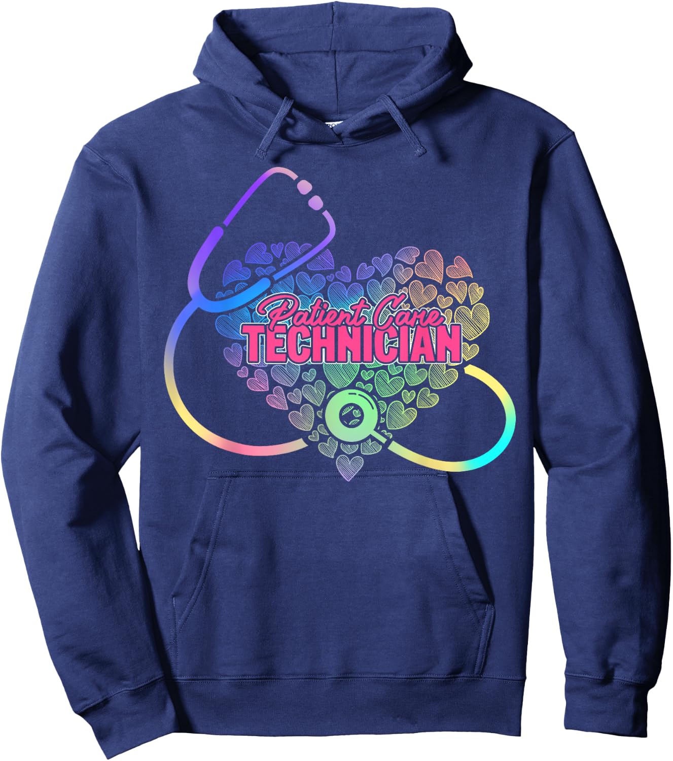 Patient Care Technician Heart Stethoscope Hoodie - Hoodie | Navy