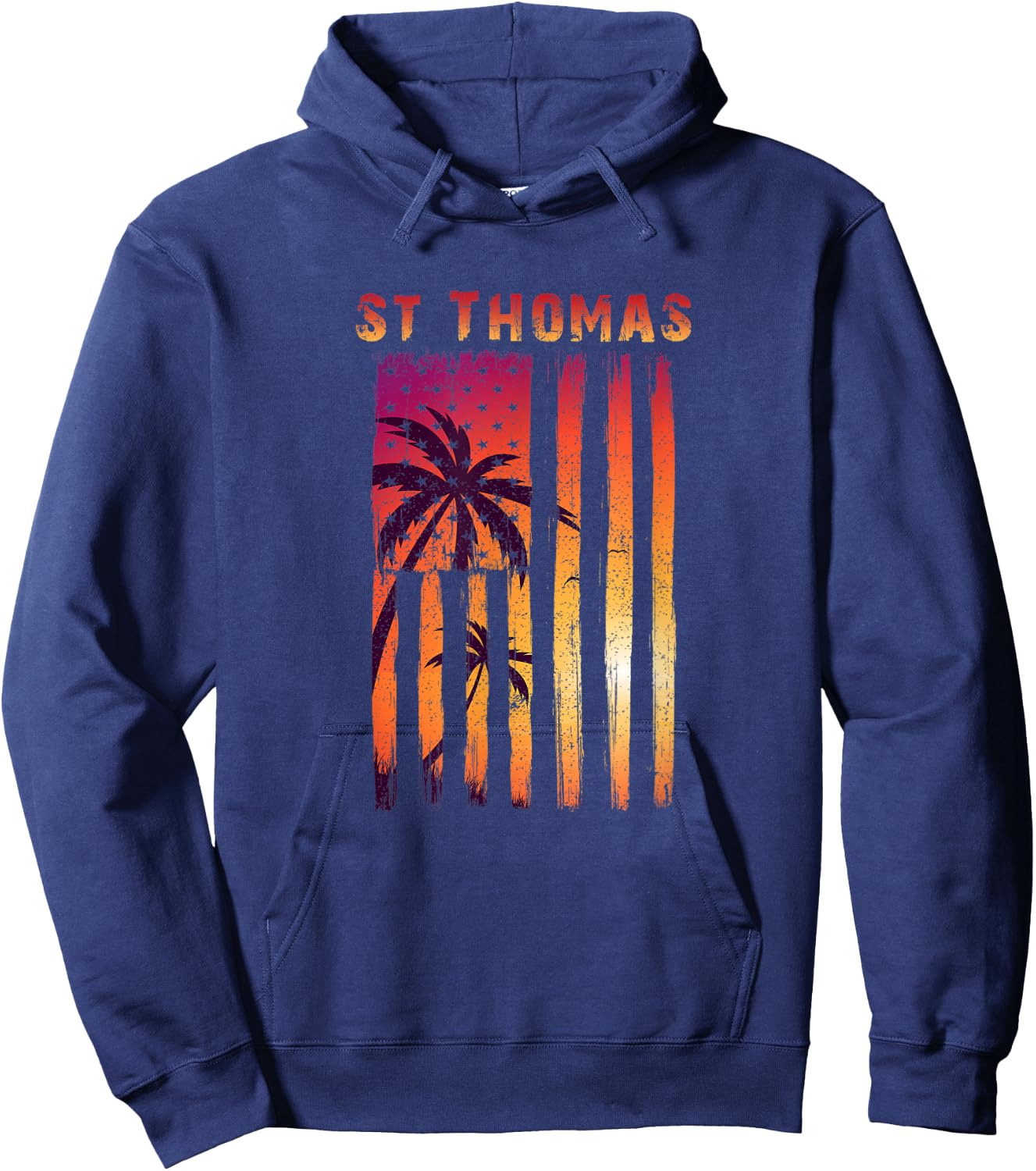 Vintage St. Thomas Patriotic Flag Hoodie - Hoodie | Navy