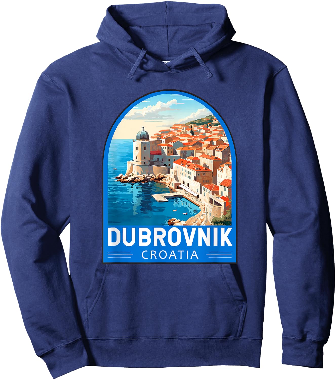 Dubrovnik Croatia Travel Retro Emblem Vintage Hoodie - Hoodie | Navy