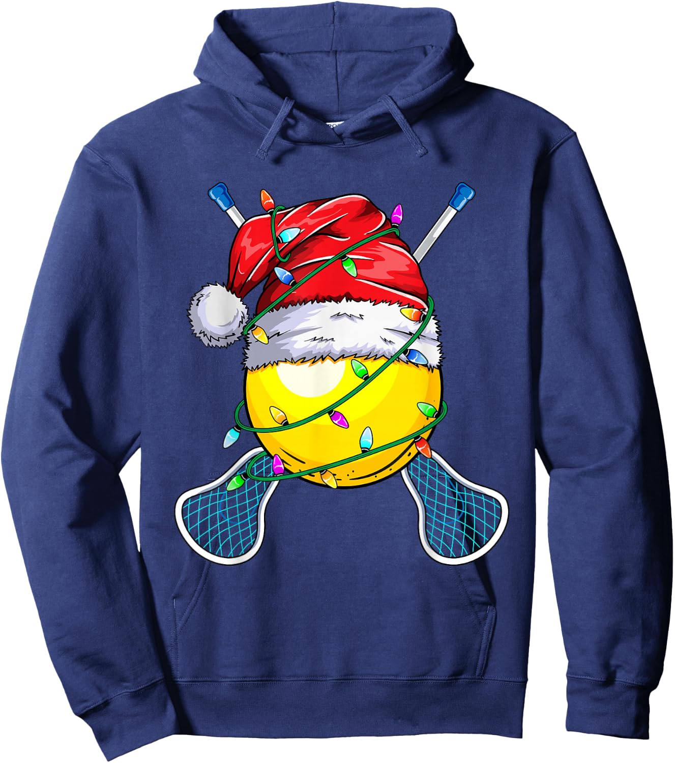 Santa Sports Design- Christmas Lacrosse Player Hoodie - Hoodie | Navy