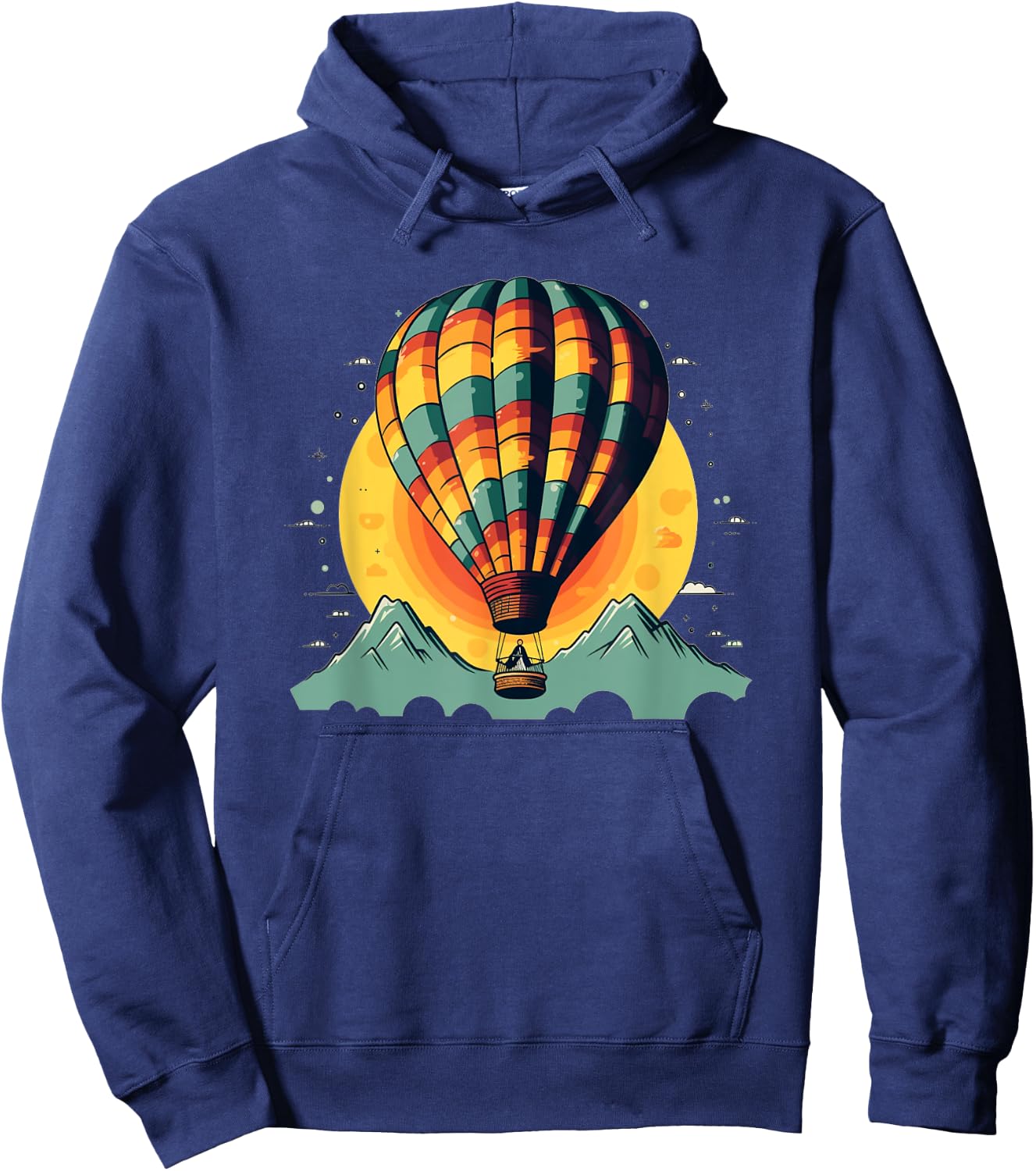 Cool hot Air Balloon with Mountains Hoodie - Hoodie | Navy