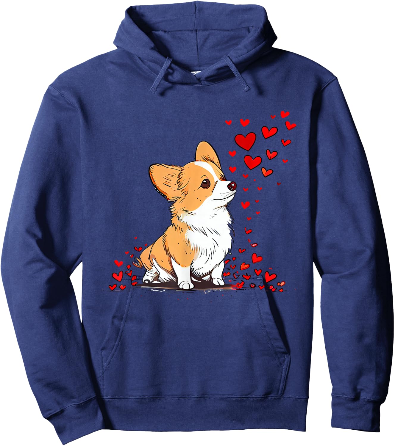 Dog Valentine Cute Corgi Valentine's Day Hoodie - Hoodie | Navy