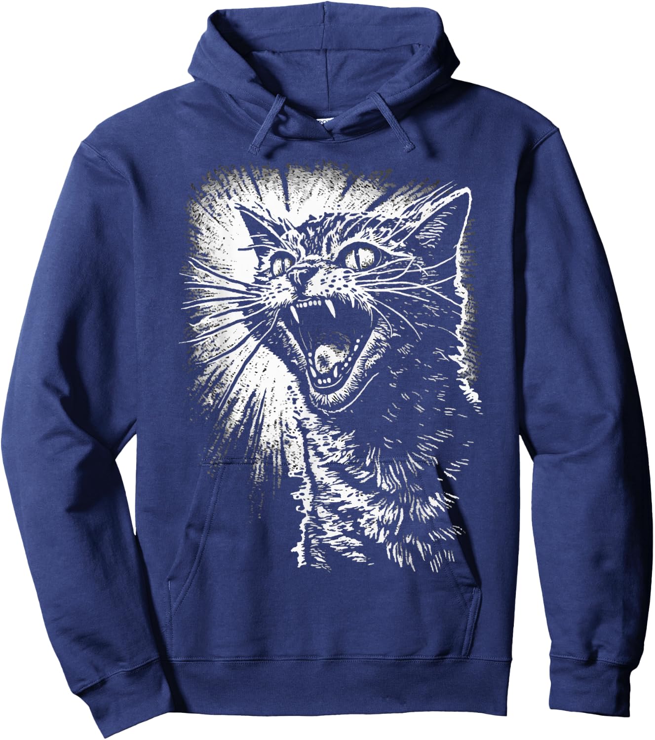 Angry Aggressive Hissing Cat Ready to Attack Hoodie - Hoodie | Navy