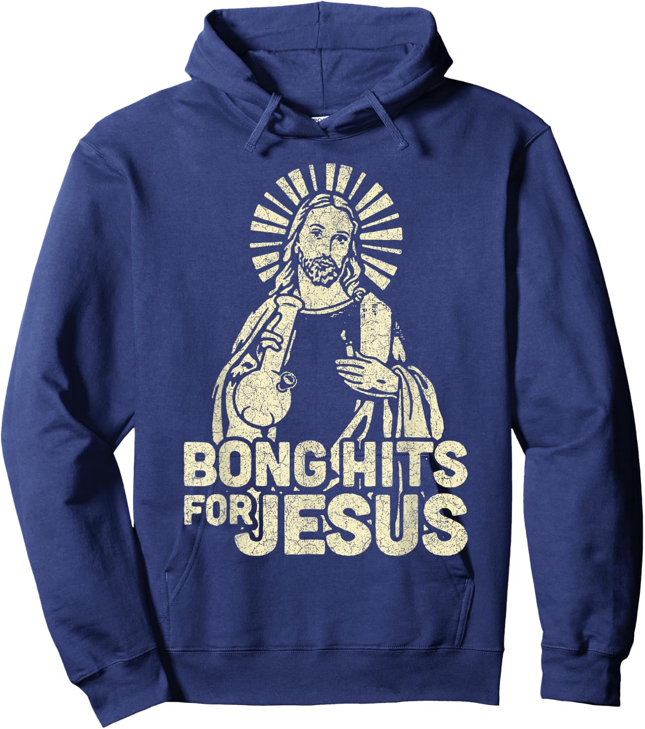 Bong Hits For Jesus Christian Jesus Graphic Hoodie - Hoodie | Navy