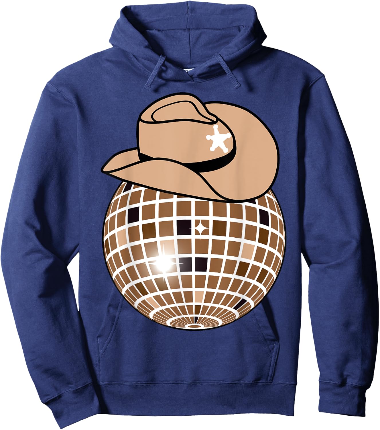 Cowboy Hat Disco Ball Light Brown Cowgirl Hoodie - Hoodie | Navy