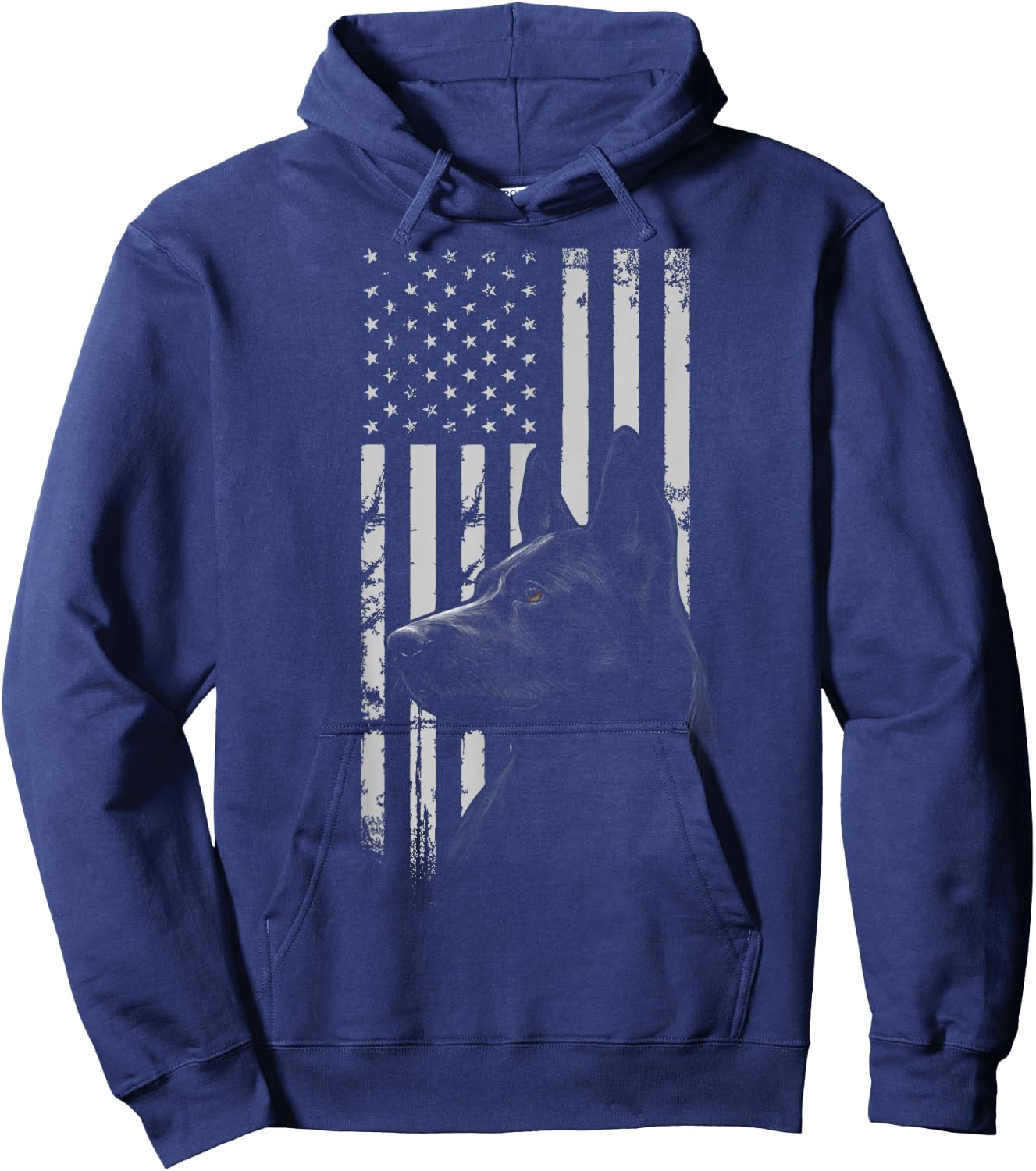 Black German Shepherd American Flag USA Flag Hoodie - Hoodie | Navy