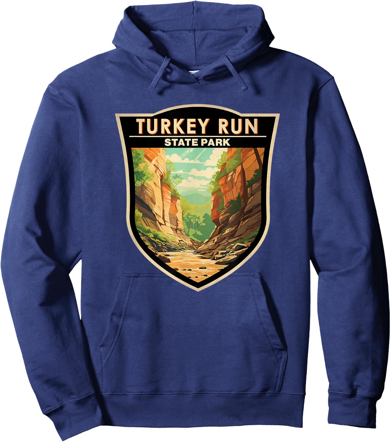 Turkey Run State Park Indiana Badge Vintage Hoodie - Hoodie | Navy