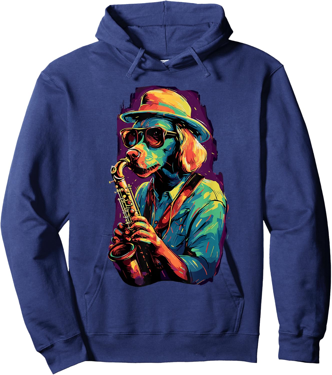 Dog With Saxophone Dog Playing Saxophone Hoodie - Hoodie | Navy