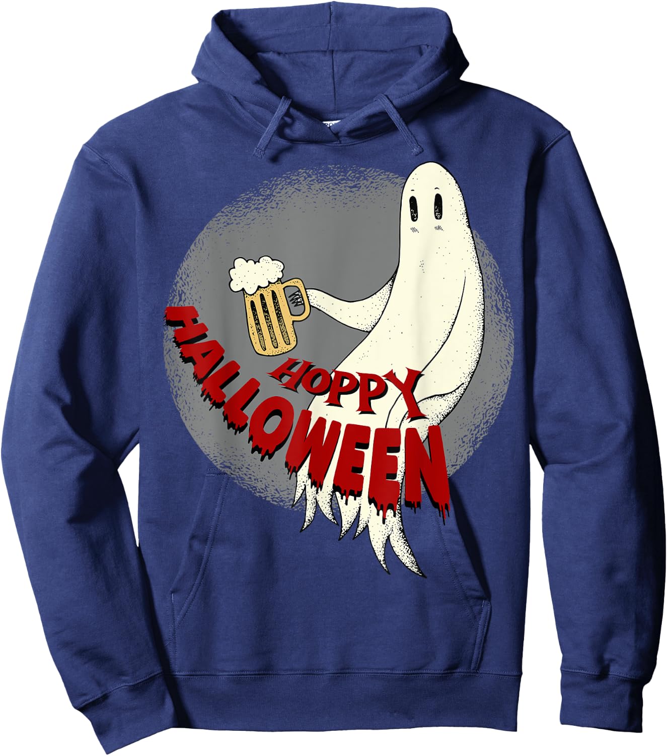 Ghost With Beer Mug Funny Hoppy Halloween Hoodie - Hoodie | Navy