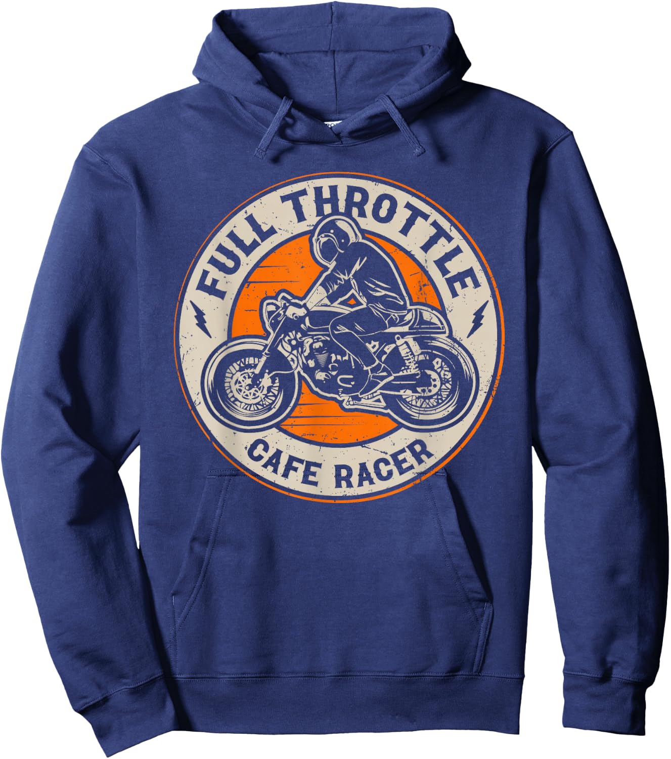 Full Throttle - Vintage Badge Cafe Racer Hoodie - Hoodie | Navy