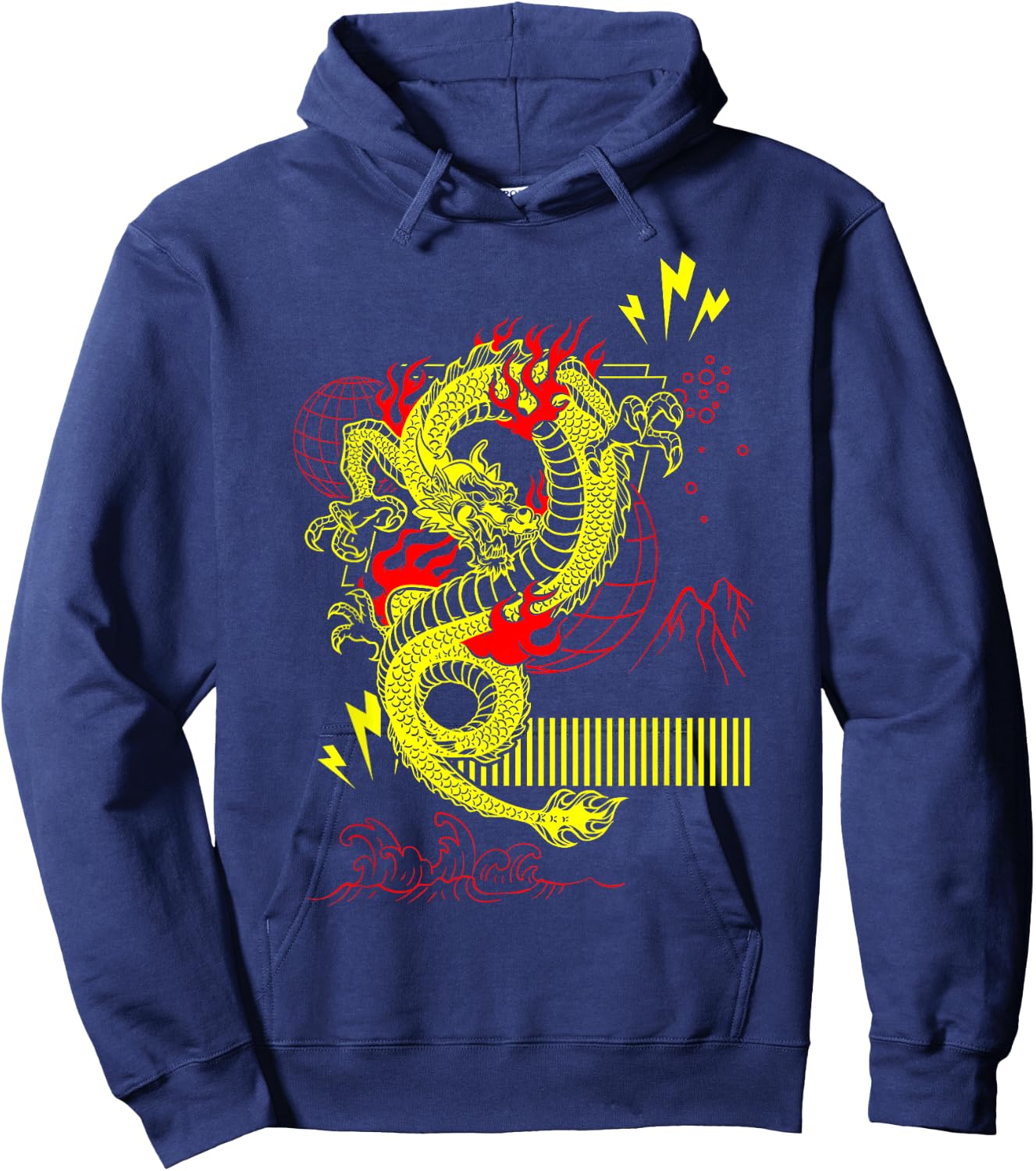Yellow Dragon Streetwear Hoodie - Hoodie | Navy