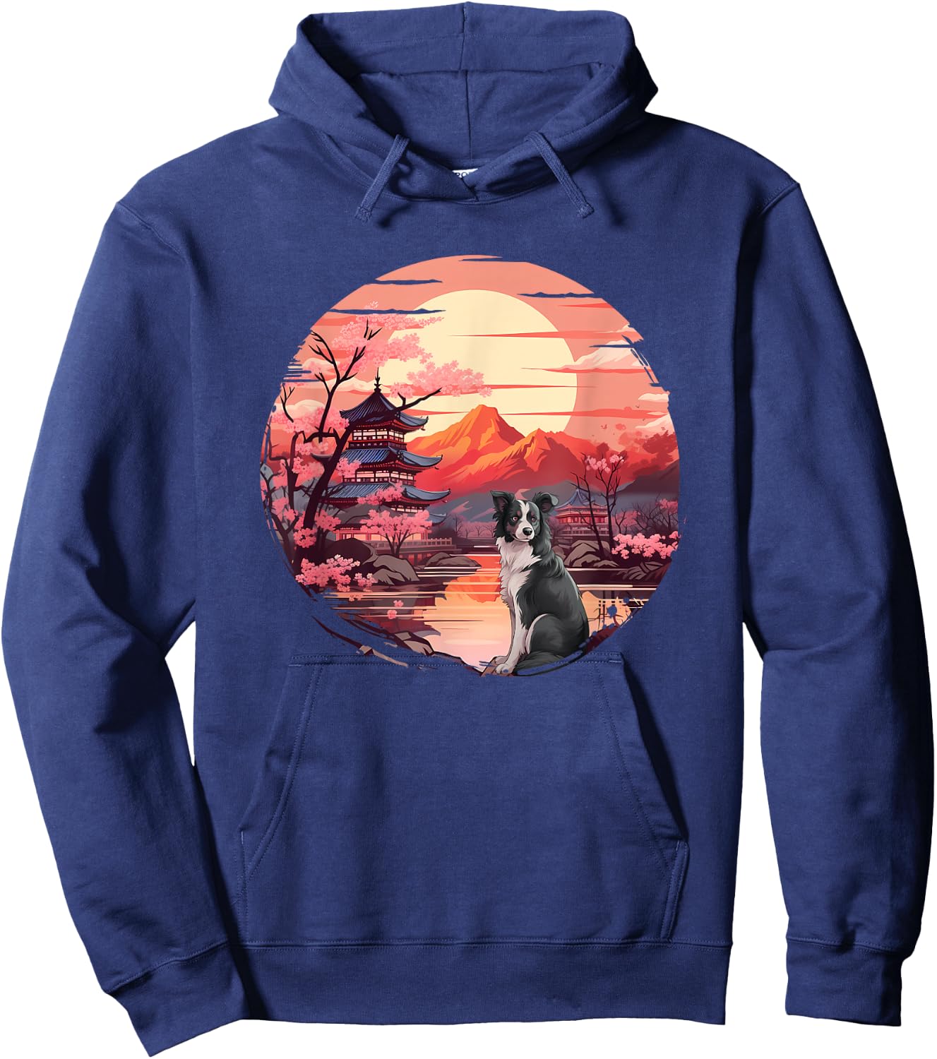 Japanese Sunset Border Collie Hoodie - Hoodie | Navy