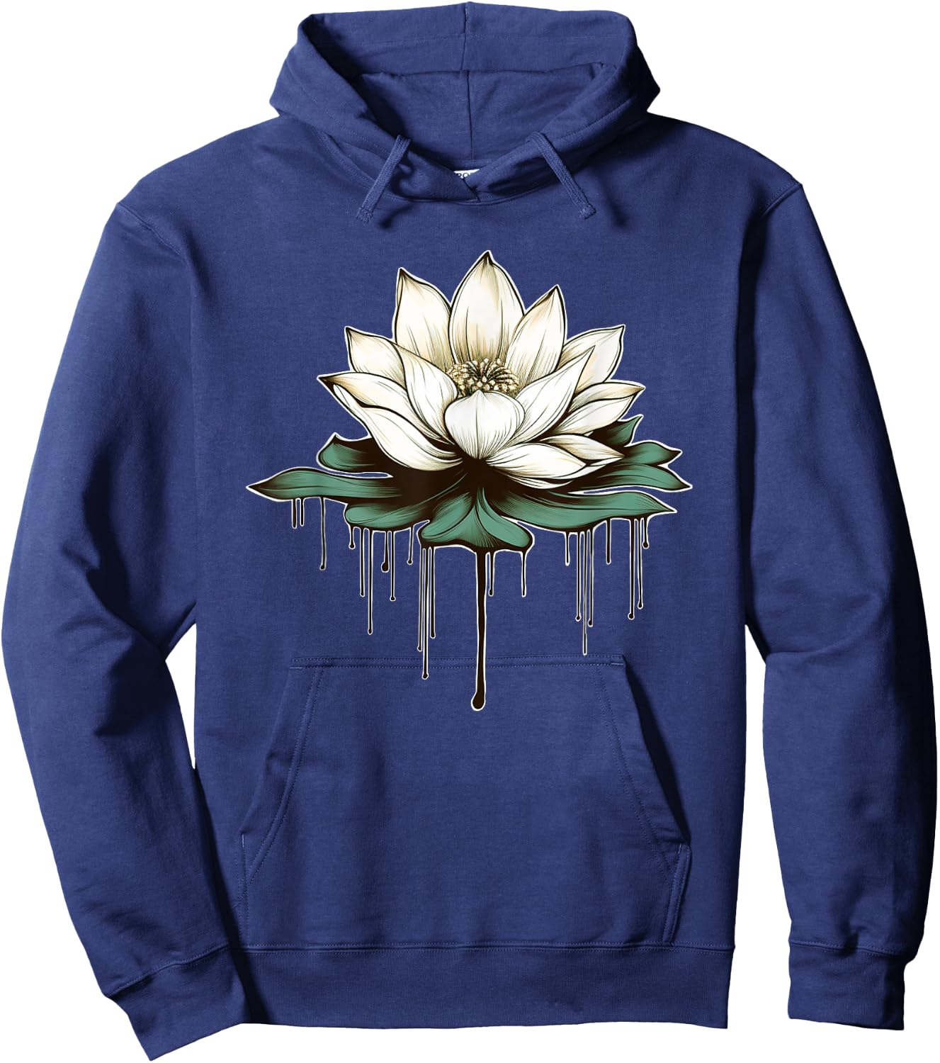 Yoga Botanical Lotus Spiritual Hoodie - Hoodie | Navy
