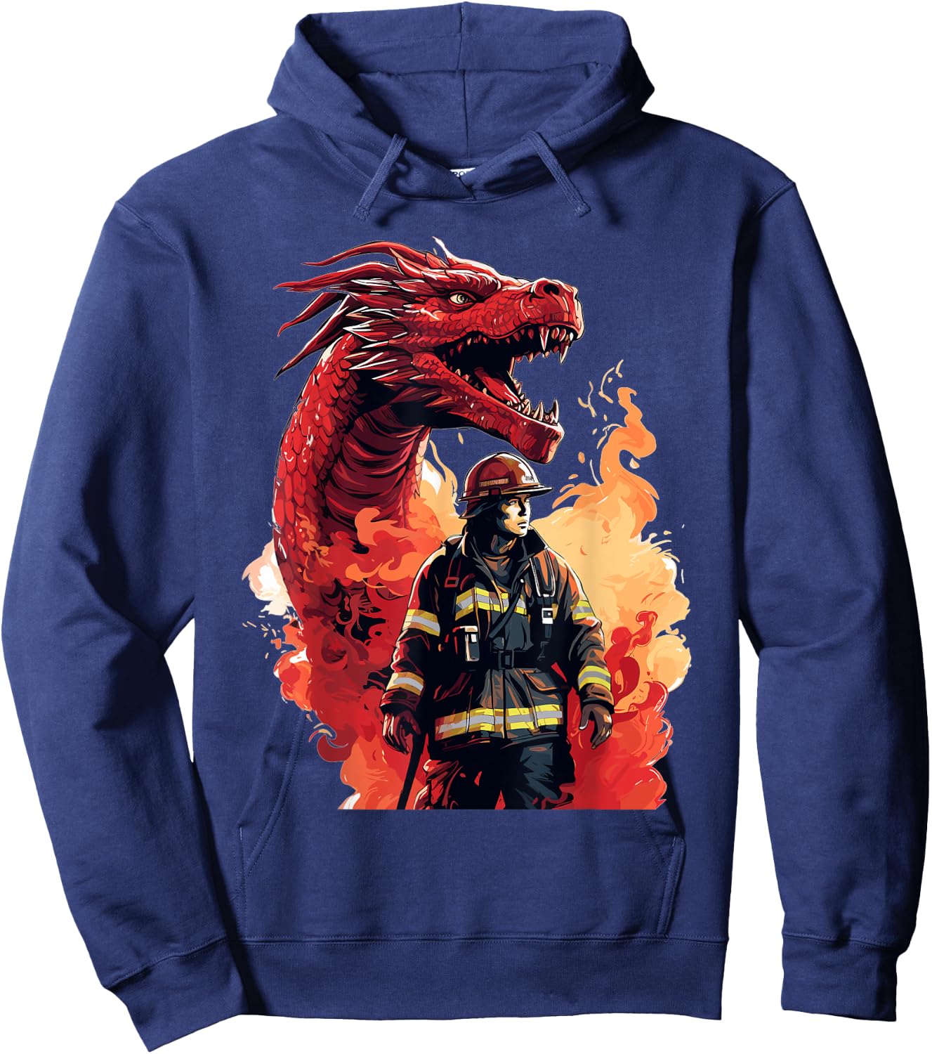 Firefighter Dragon - Firefighter & Fireman Hoodie - Hoodie | Navy