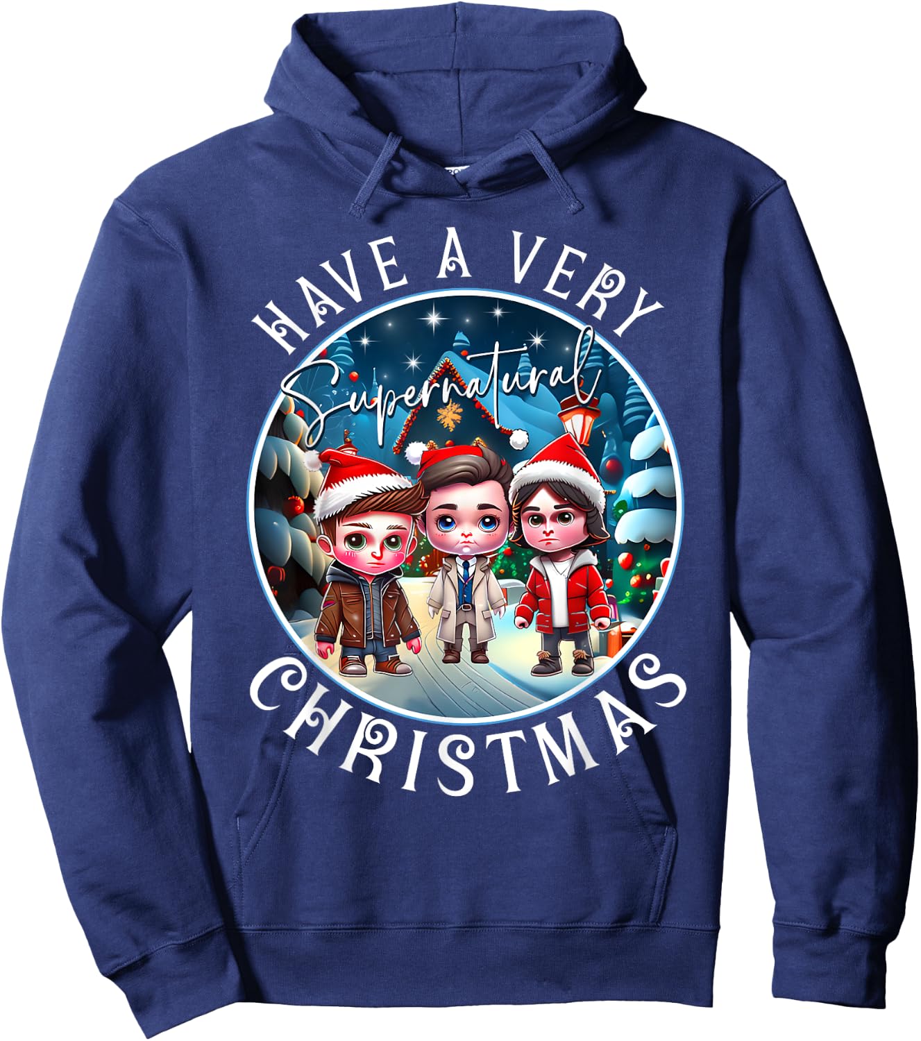 Have A Very SPN Christmas Cute Chibi Hoodie - Hoodie | Navy