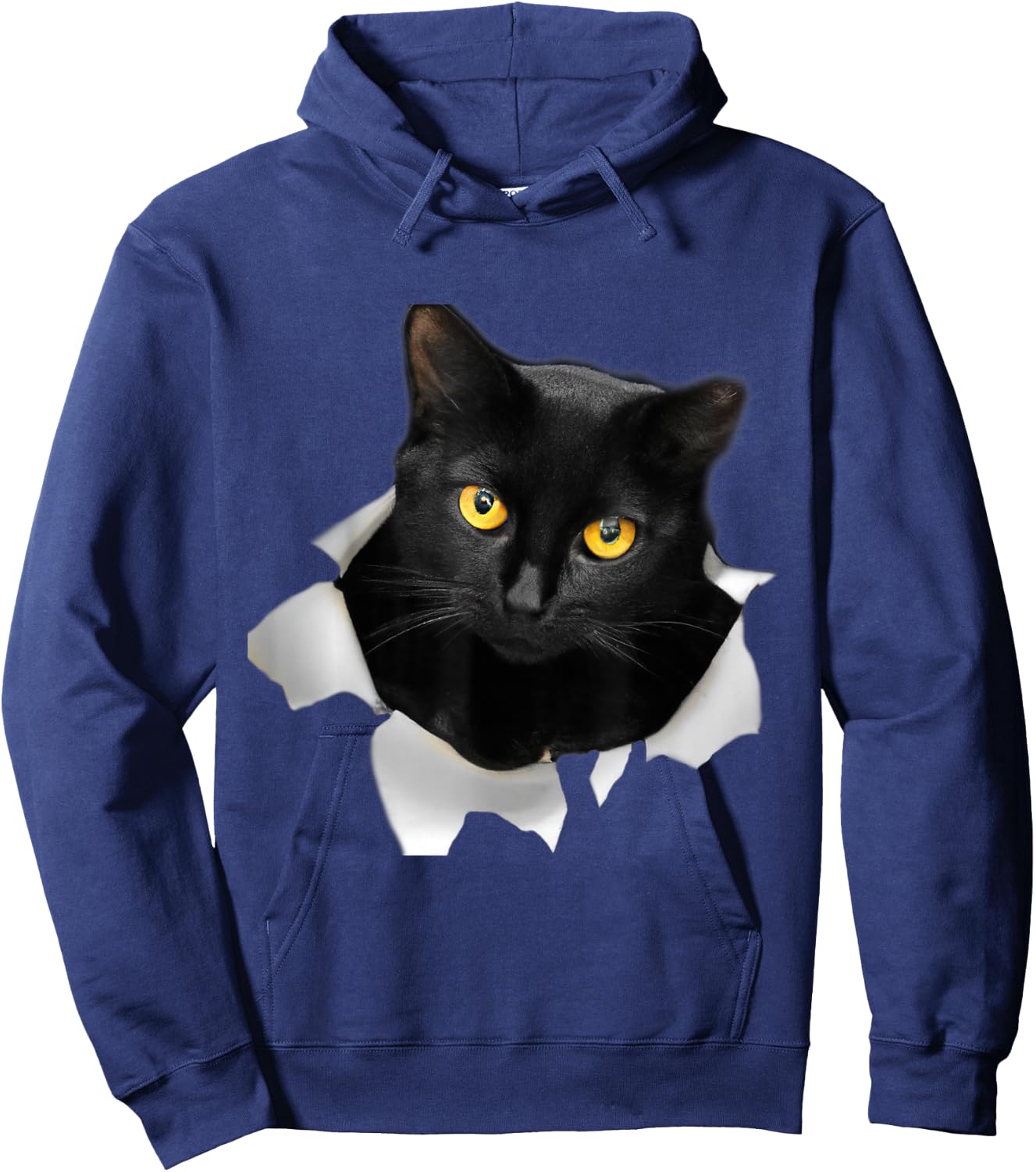 Cute Cat Torn Fabric Funny Cat Hoodie - Hoodie | Navy