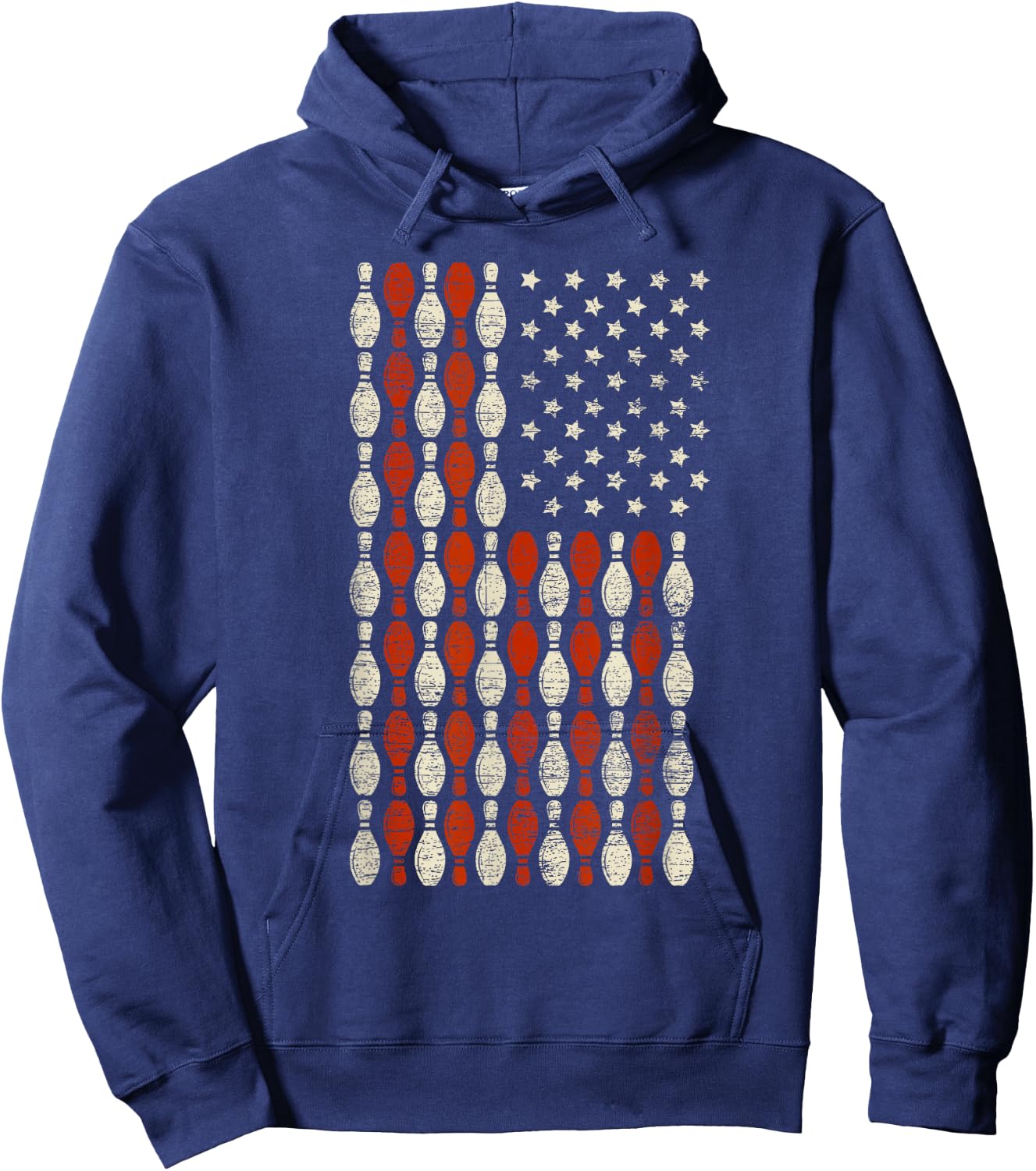 USA Flag Bowling Pin Bowler Gift Bowling Hoodie - Hoodie | Navy