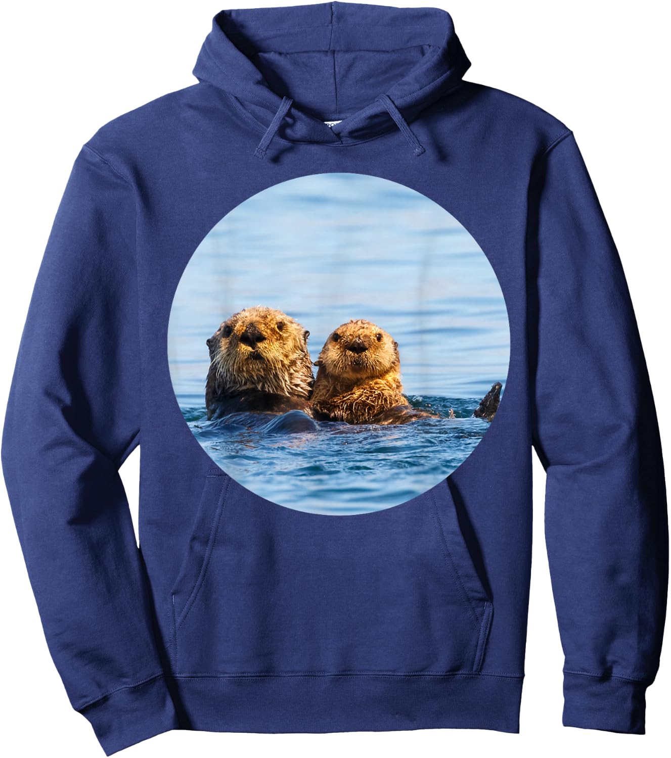 Cute Mom and Baby Sea Otter Swimming Seaotters Hoodie - Hoodie | Navy