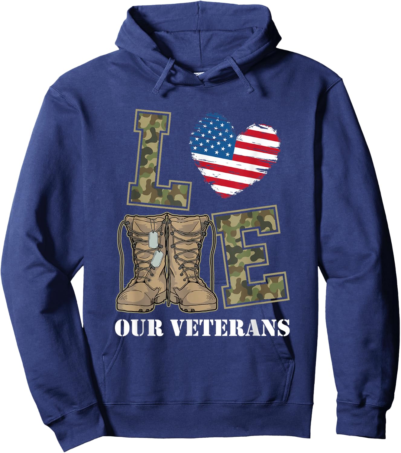 I Love Our American Military Veterans Hoodie - Hoodie | Navy