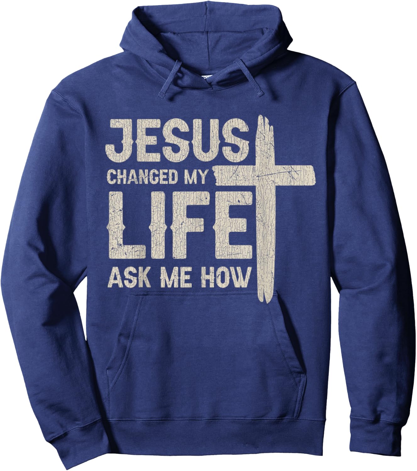 Vintage Jesus Changed My Life Ask Me How Hoodie - Hoodie | Navy