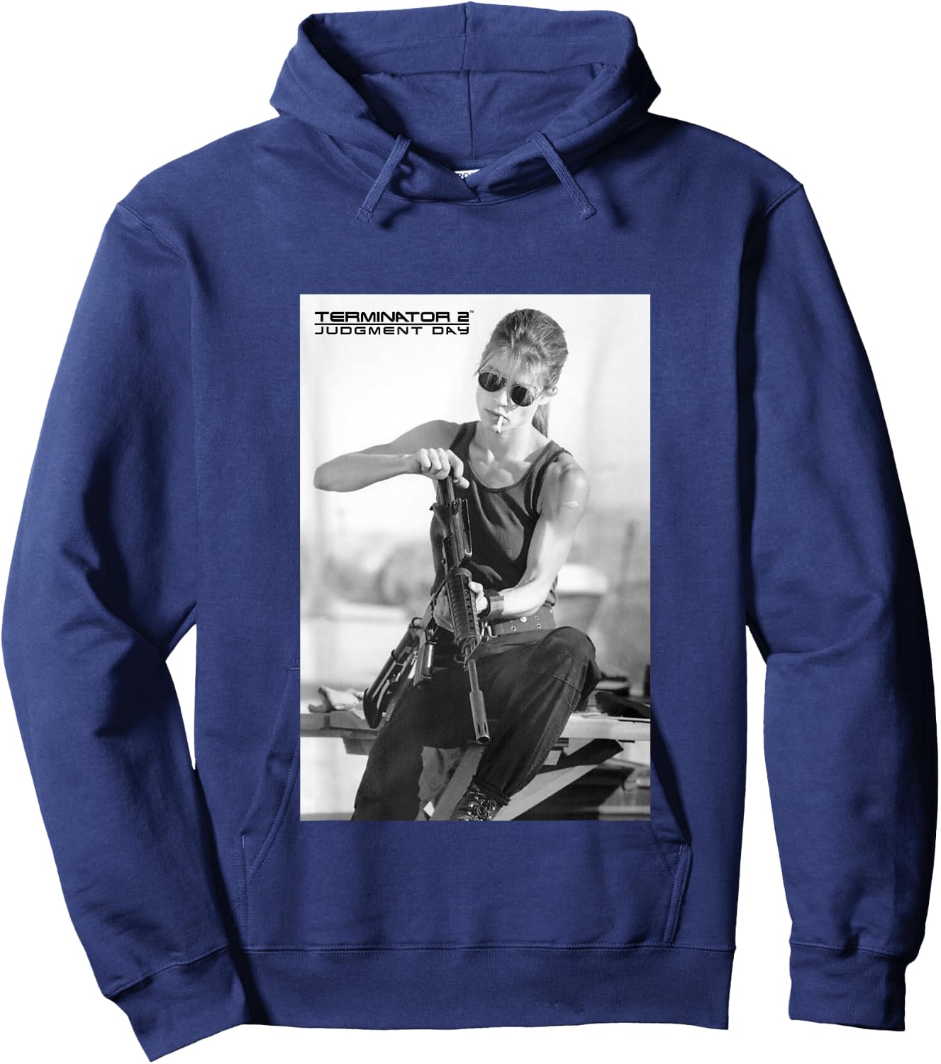 Terminator 2 Sarah Connor Rifle Reload Hoodie - Hoodie | Navy