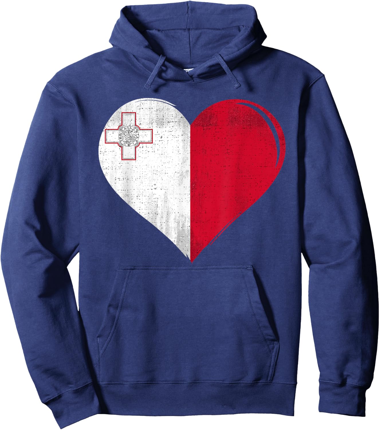 Vintage Malta Flag Heart For Maltese Hoodie - Hoodie | Navy