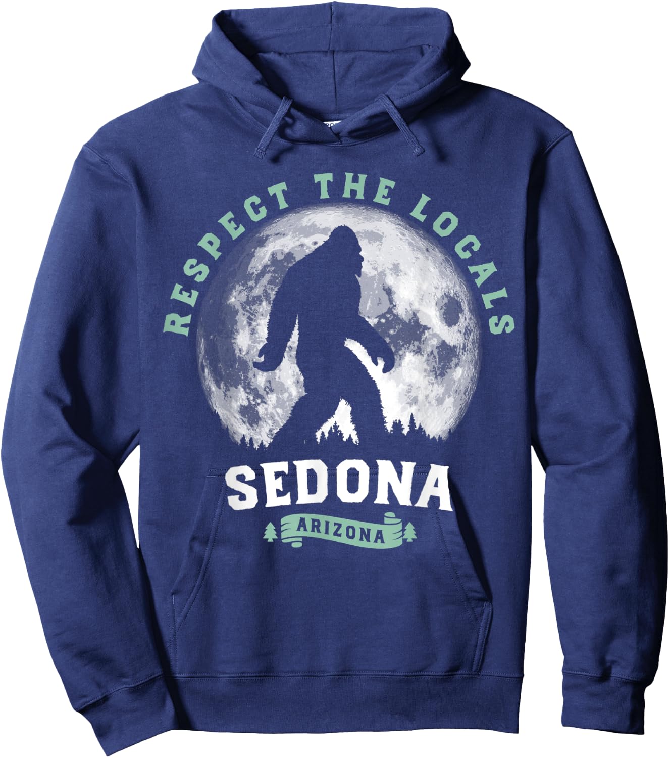 Sedona, Arizona Bigfoot Night Walk Retro Moon Hoodie - Hoodie | Navy