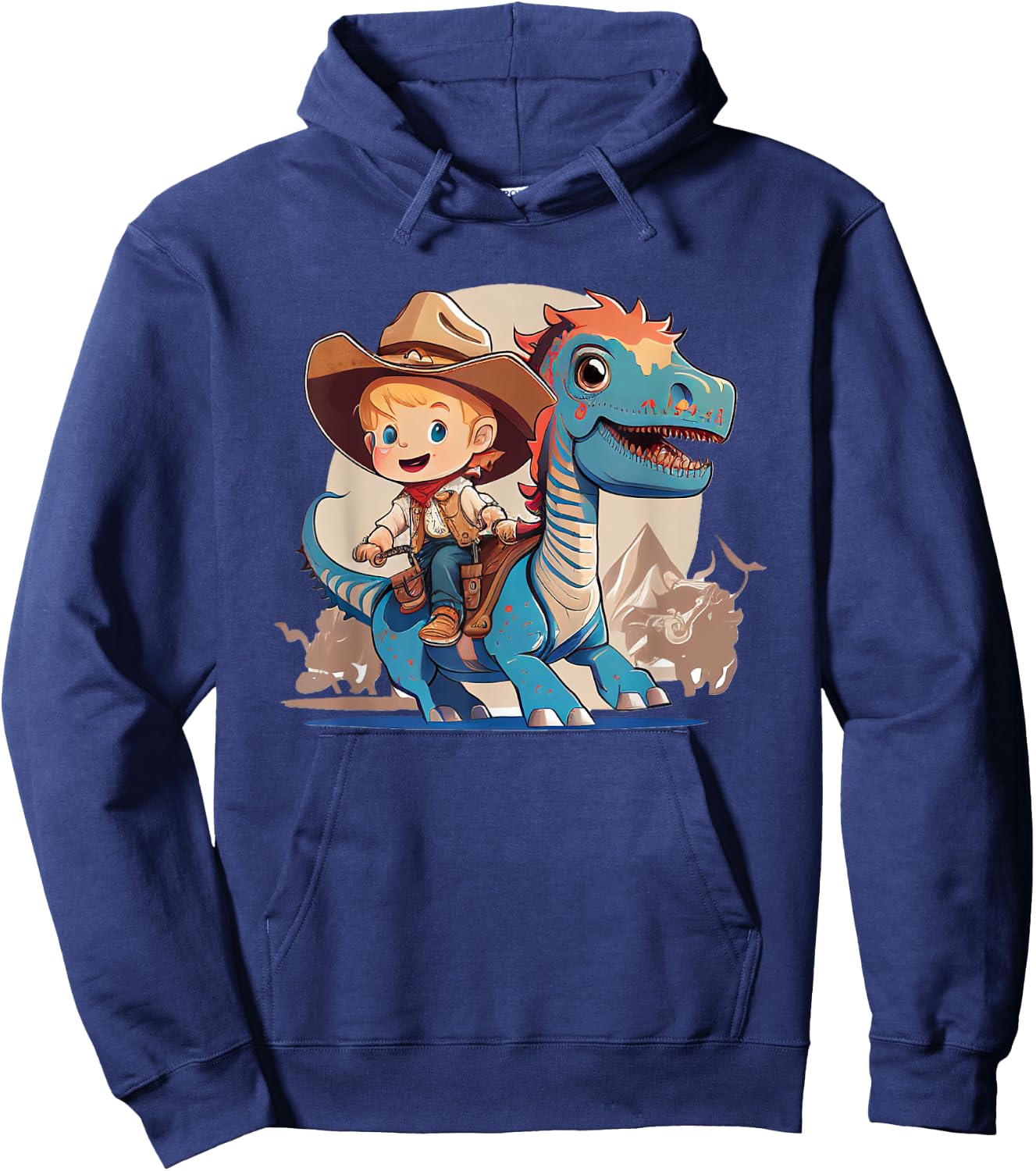 Dino Cowboy Dinosaur Rodeo Rider Nursery Hoodie - Hoodie | Navy