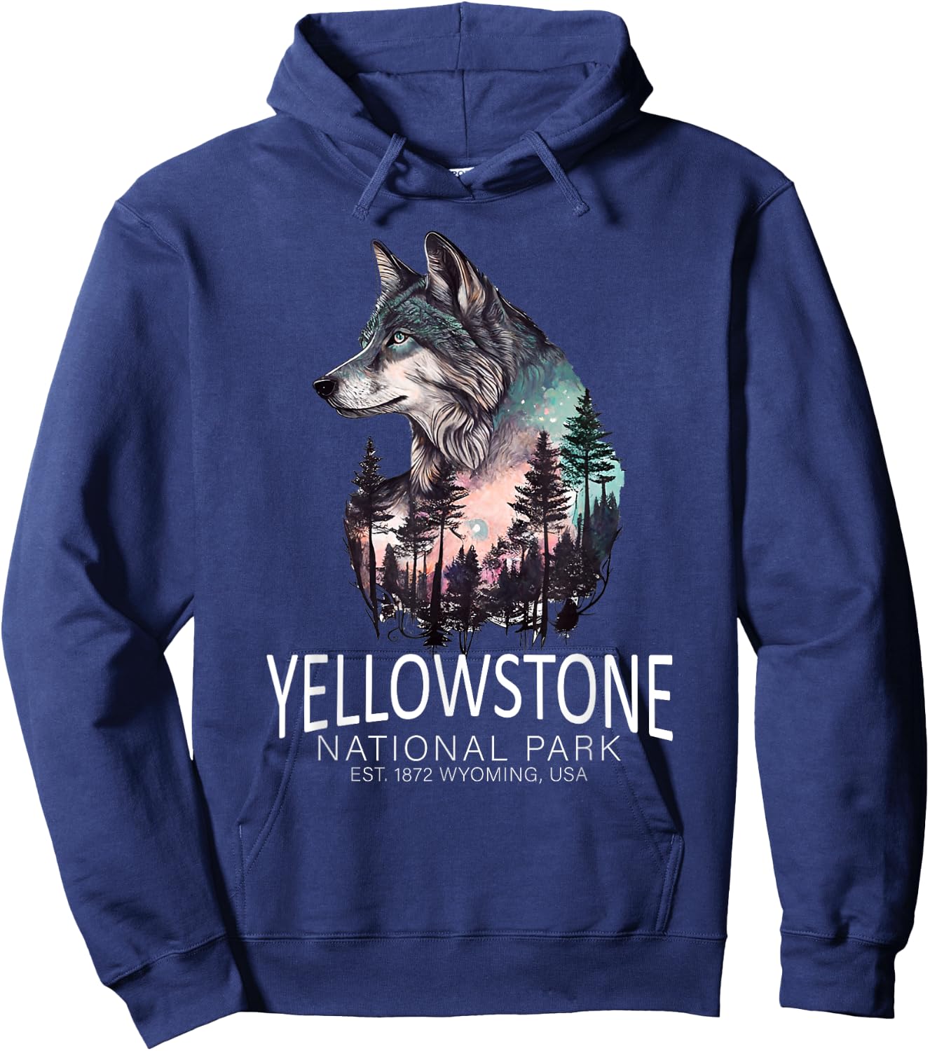 Timber Wolf Yellowstone National Park Hoodie - Hoodie | Navy