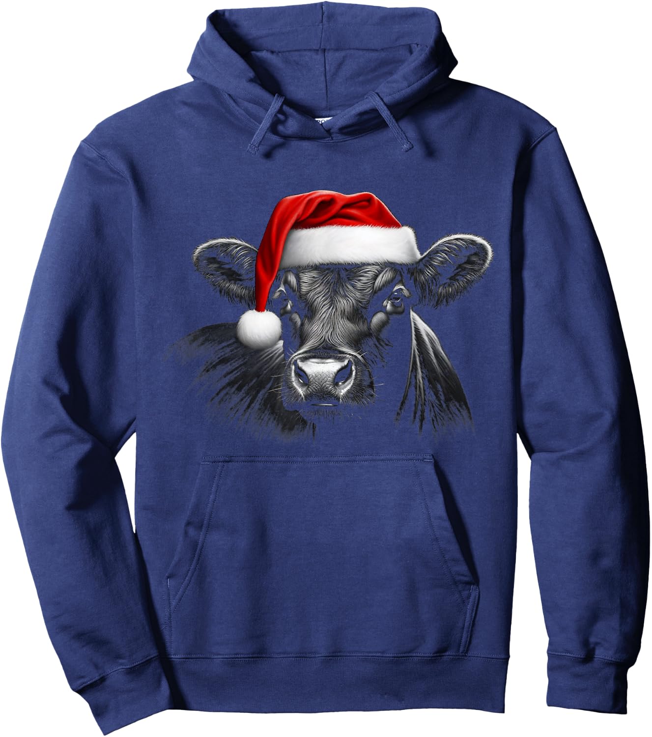 Angus Rancher Christmas Hat Cow Santa Hat Black Hoodie - Hoodie | Navy