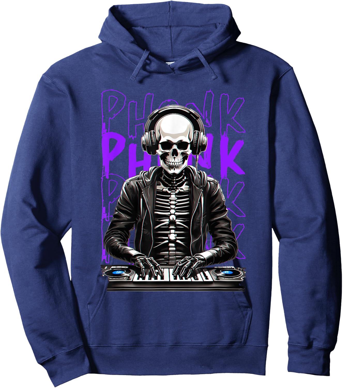 Phonk aesthetic DJ skeleton Hoodie - Hoodie | Navy
