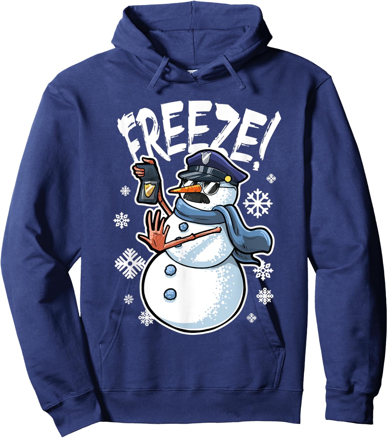 Freeze Funny Snowman Christmas Police Officer Hoodie - Hoodie | Navy
